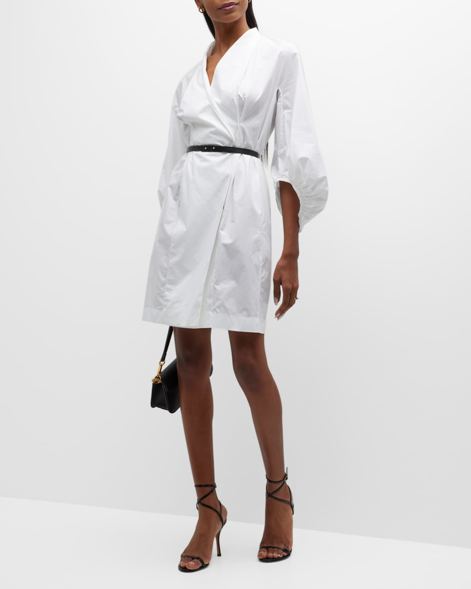 Giorgio Armani Belted Cotton Poplin Wrap Dress | Neiman Marcus