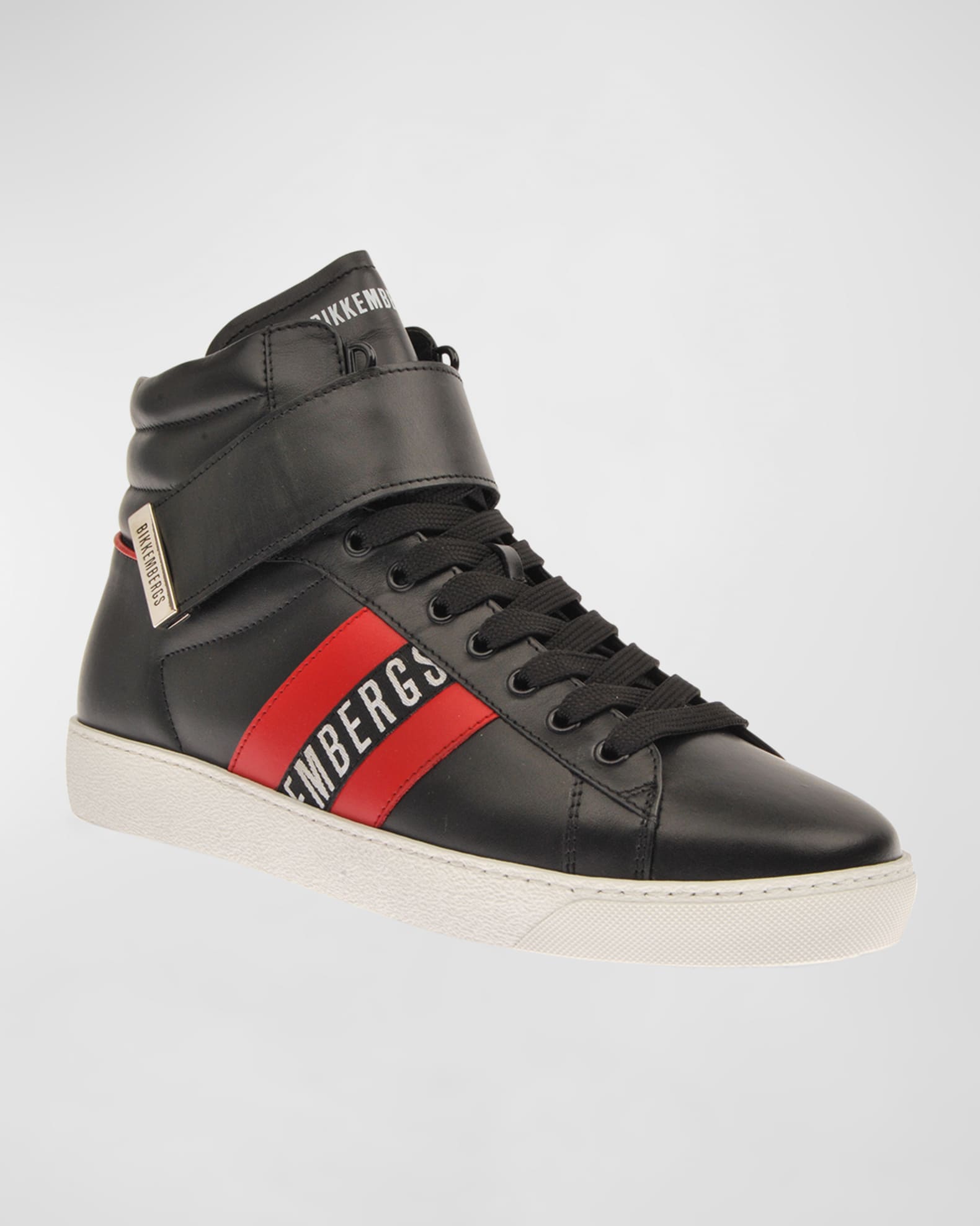 Bikkembergs Men's Logo High-Top Leather Sneakers | Neiman Marcus