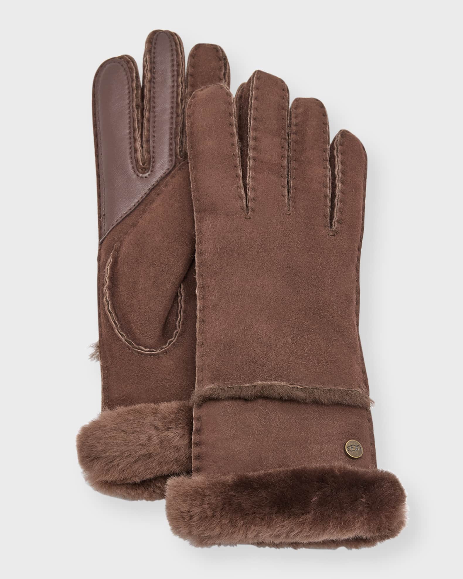 Embroidered Logo Sheepskin Gloves  0