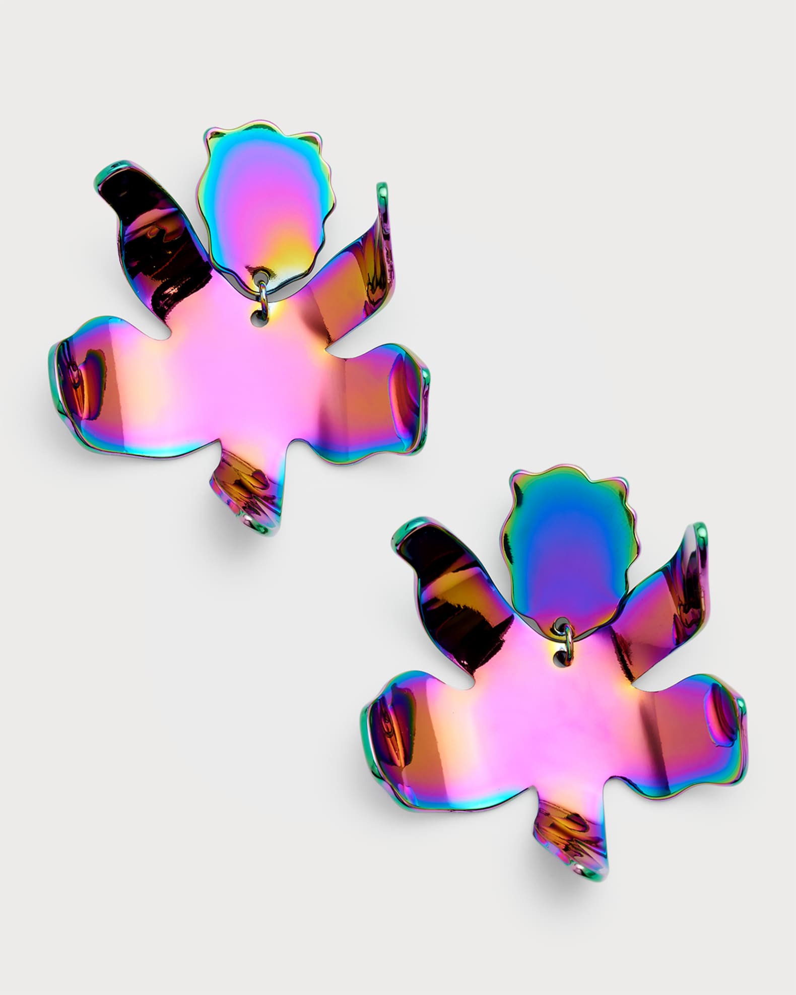 Lele Sadoughi Metal Small Paper Lily Earrings, Disco Fever Neiman Marcus