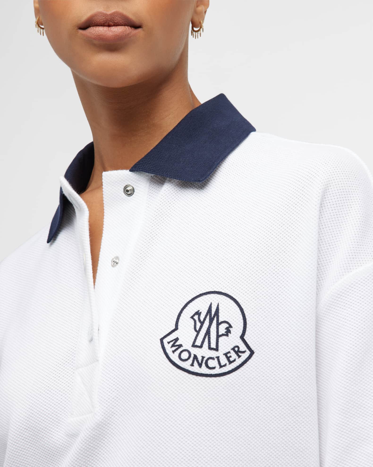 Moncler Collared Polo Shirt w/ Logo Embroidery Neiman Marcus