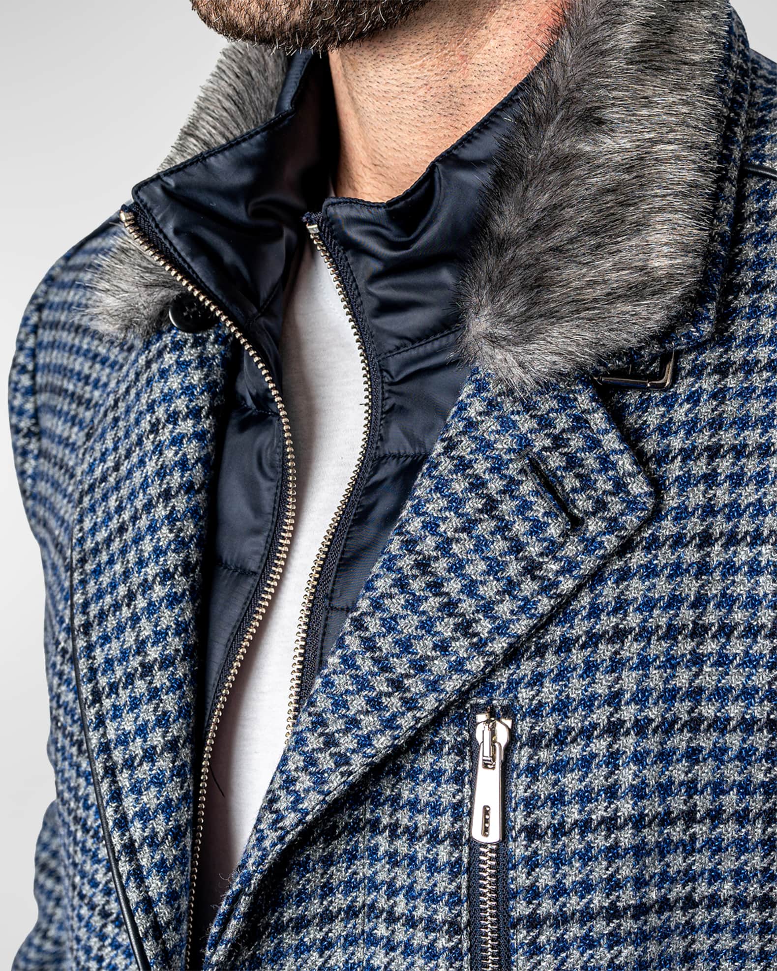 Men s Houndstooth Captain Peacoat