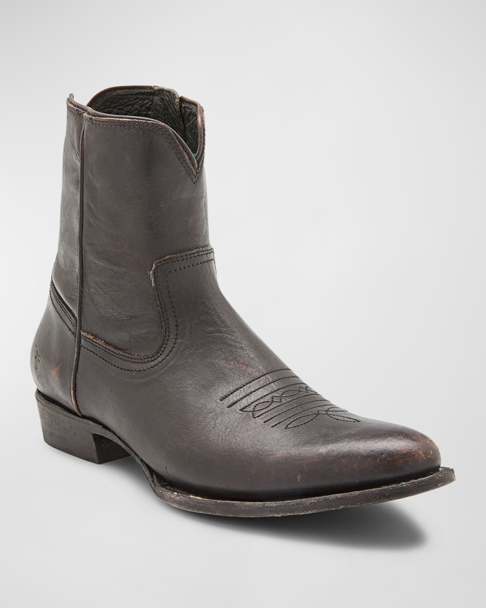 frye back zip leather boots