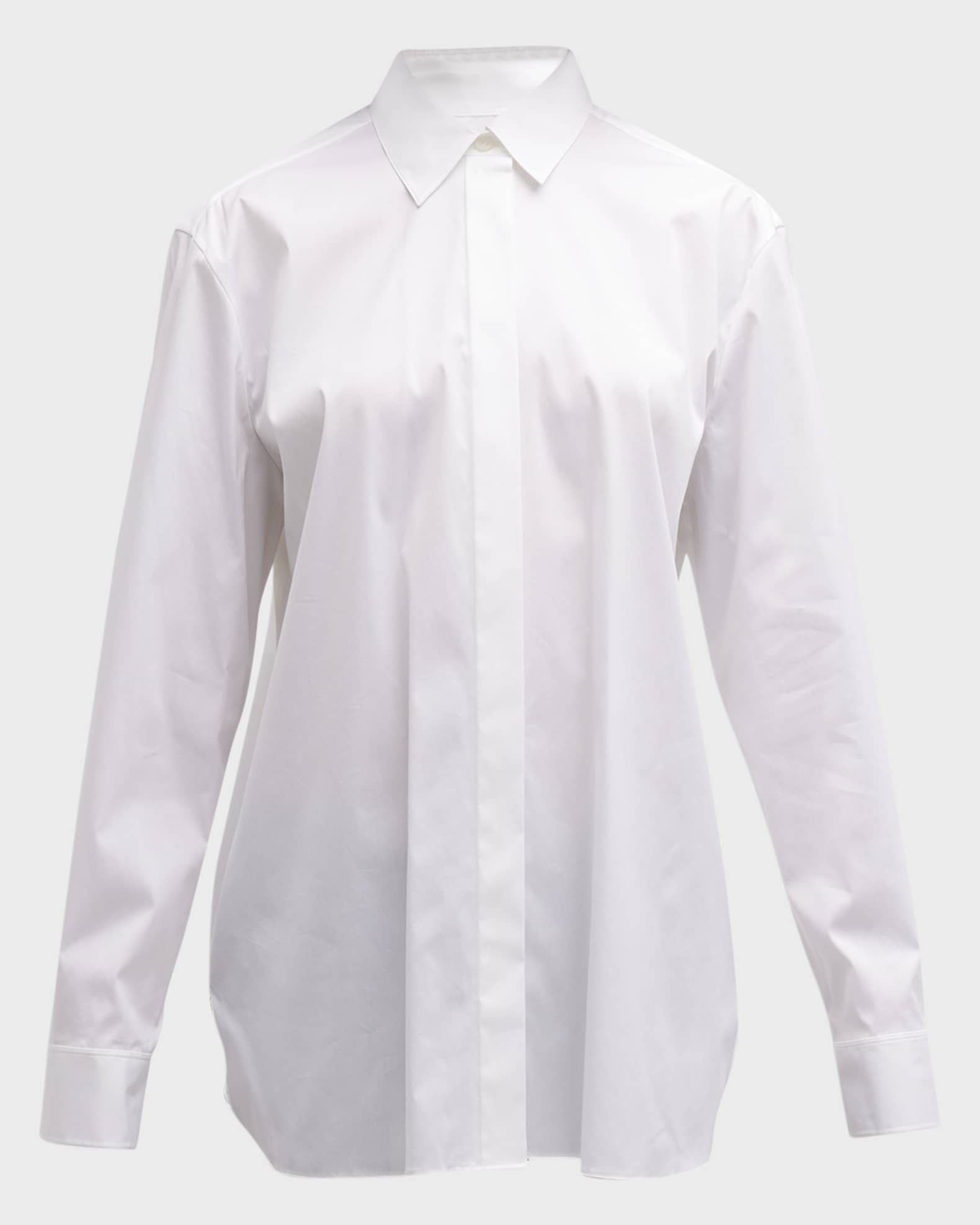 Classic Button-Front Boyfriend Shirt 0