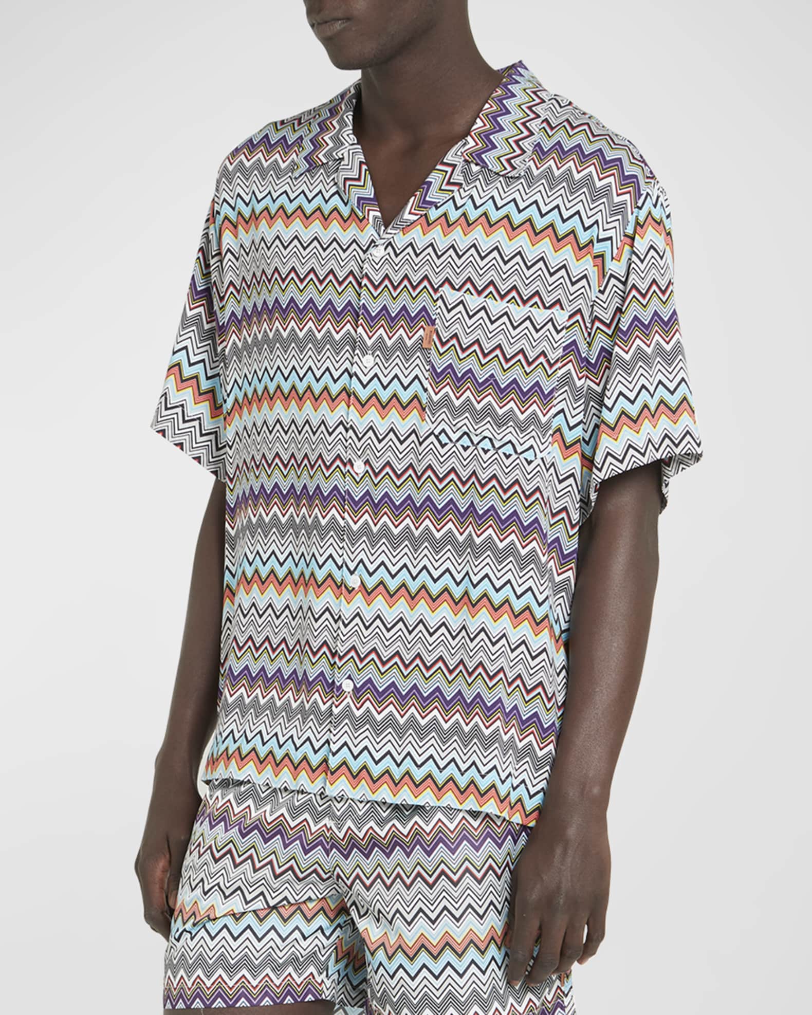 Missoni Men's Multicolor Chevron Camp Shirt | Neiman Marcus