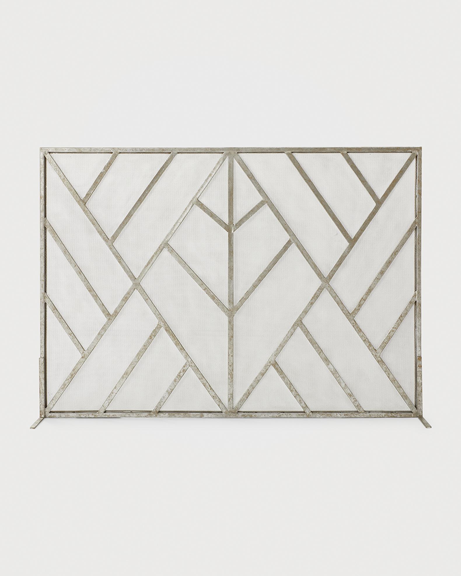 Old World Design Fuller Geometric Fireplace Screen | Neiman Marcus