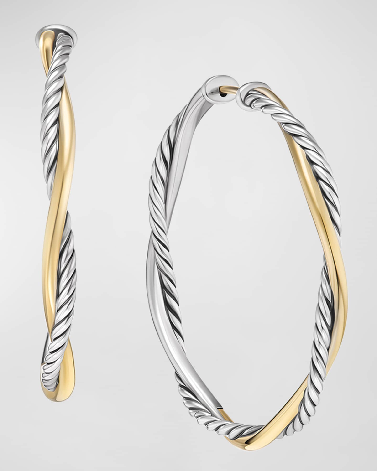 David Yurman Petite Infinity Hoop Earrings in Silver and 14K Gold, 4mm, 1.65"L
