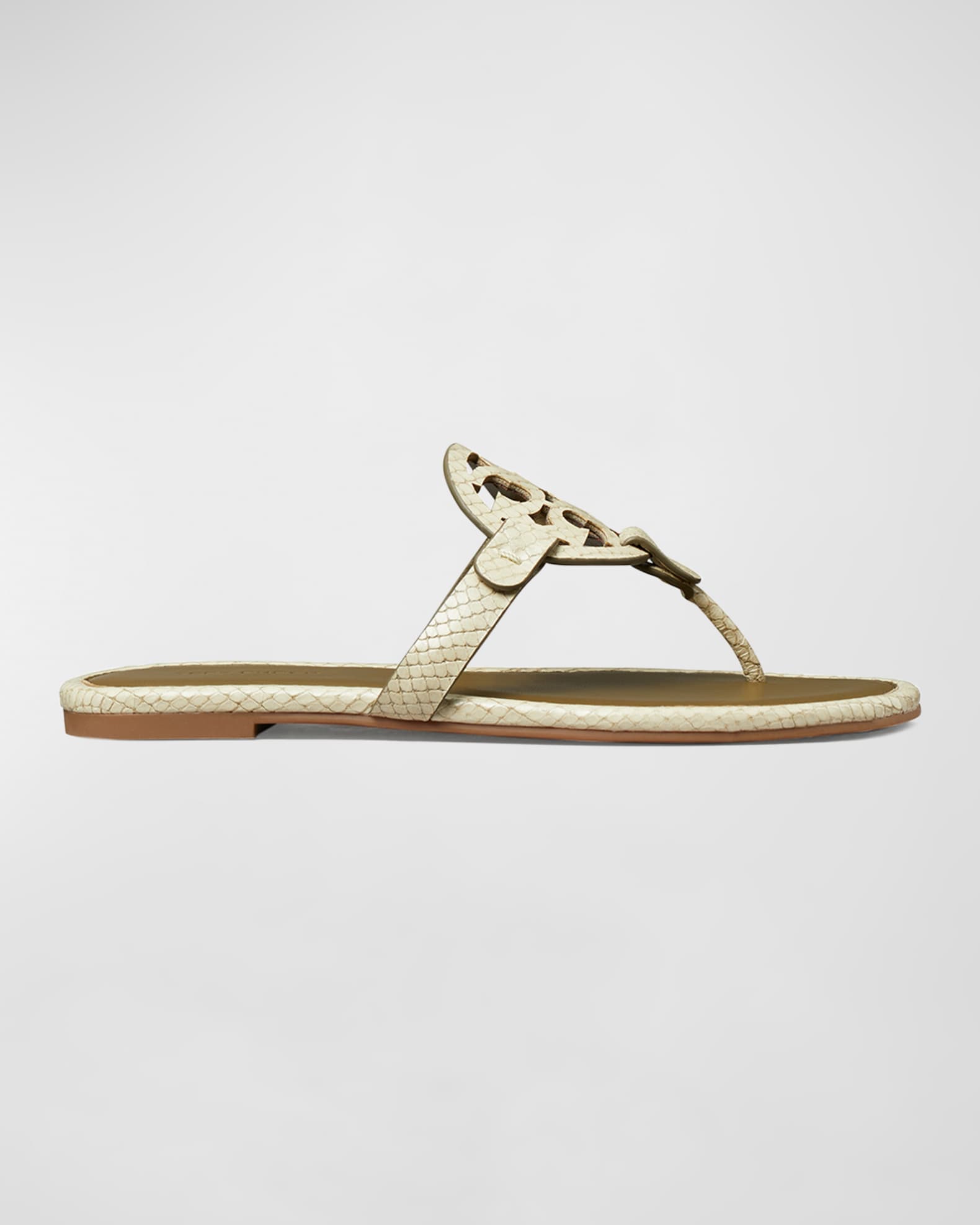 Tory Burch Miller Leather Logo Thong Sandals | Neiman Marcus