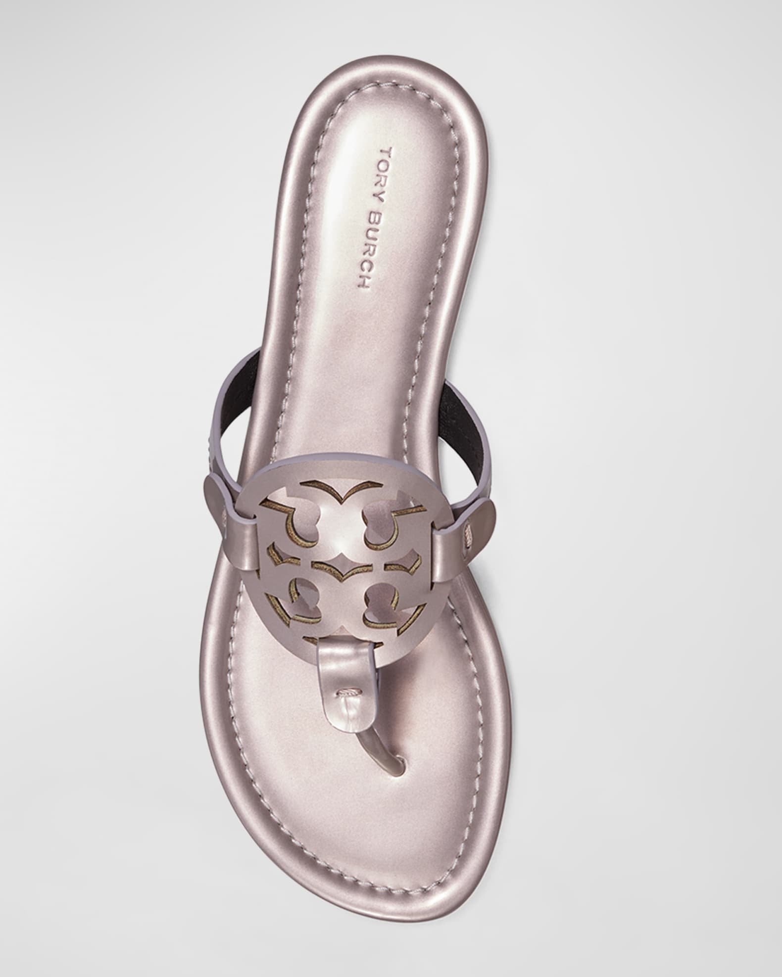 Tory Burch Miller Metallic Logo Thong Sandals | Neiman Marcus