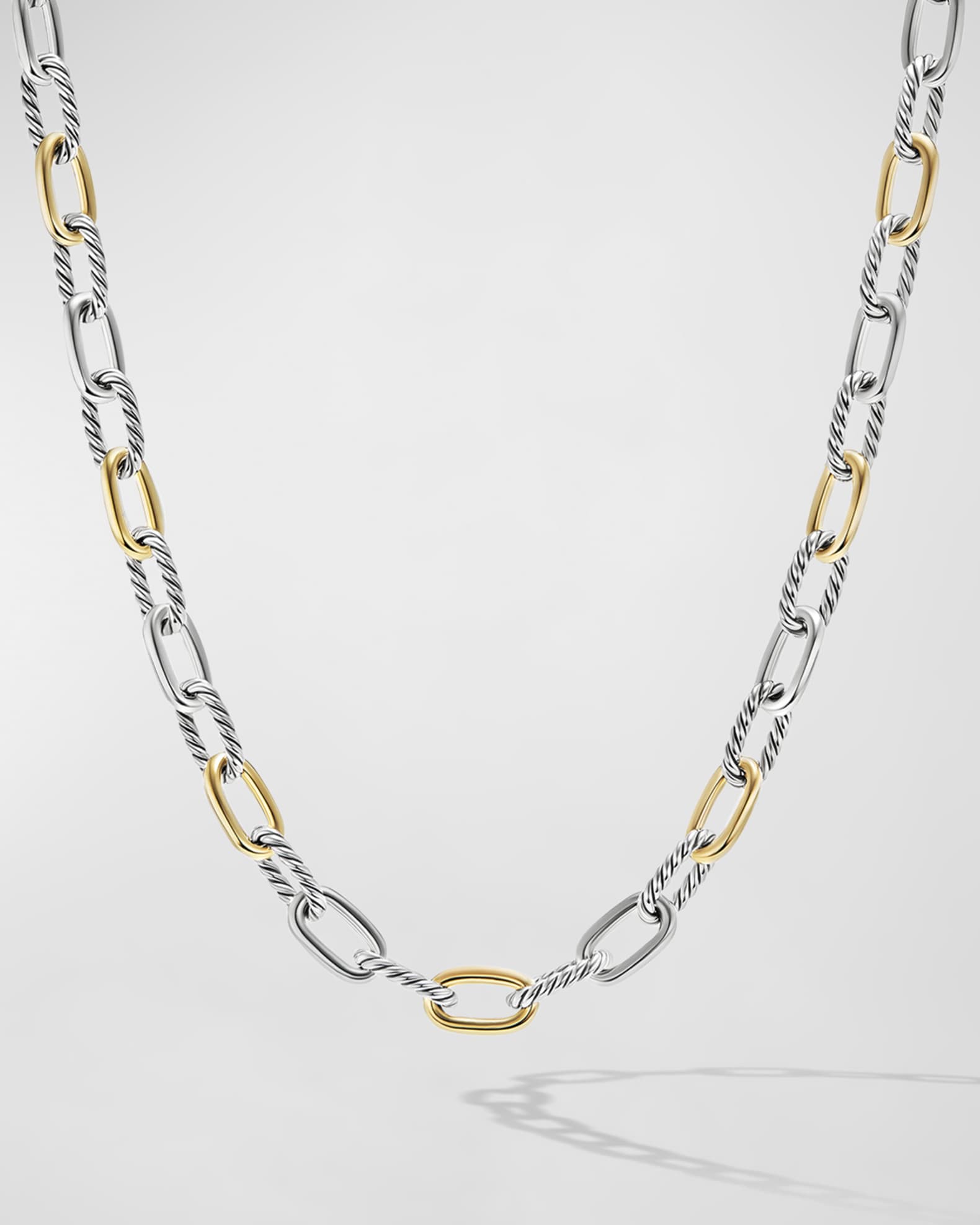 David Yurman DY Madison Chain Necklace in Silver with 18K Gold, 8.5mm, 18"L