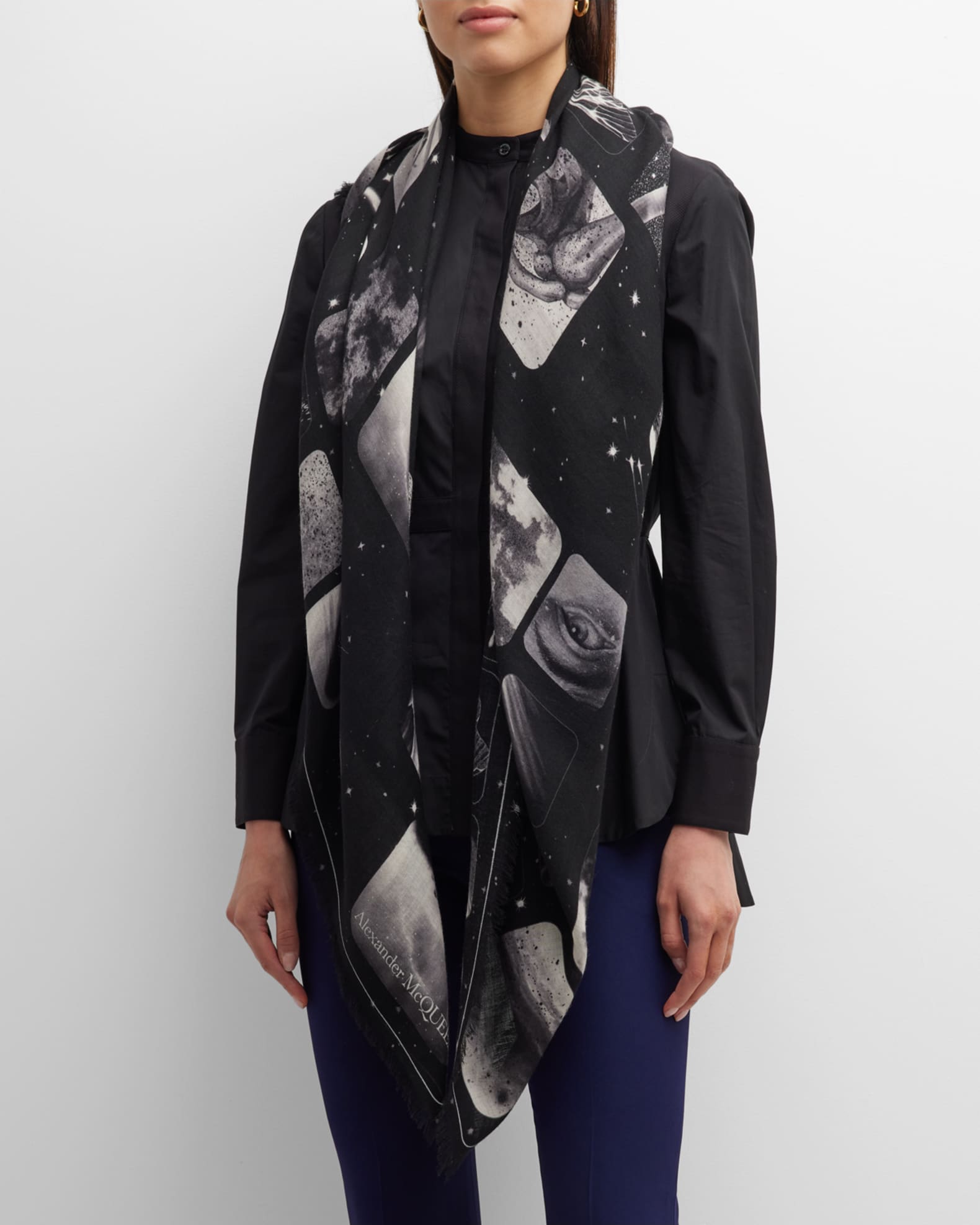 Alexander McQueen Celestial Sky Silk Scarf Neiman Marcus