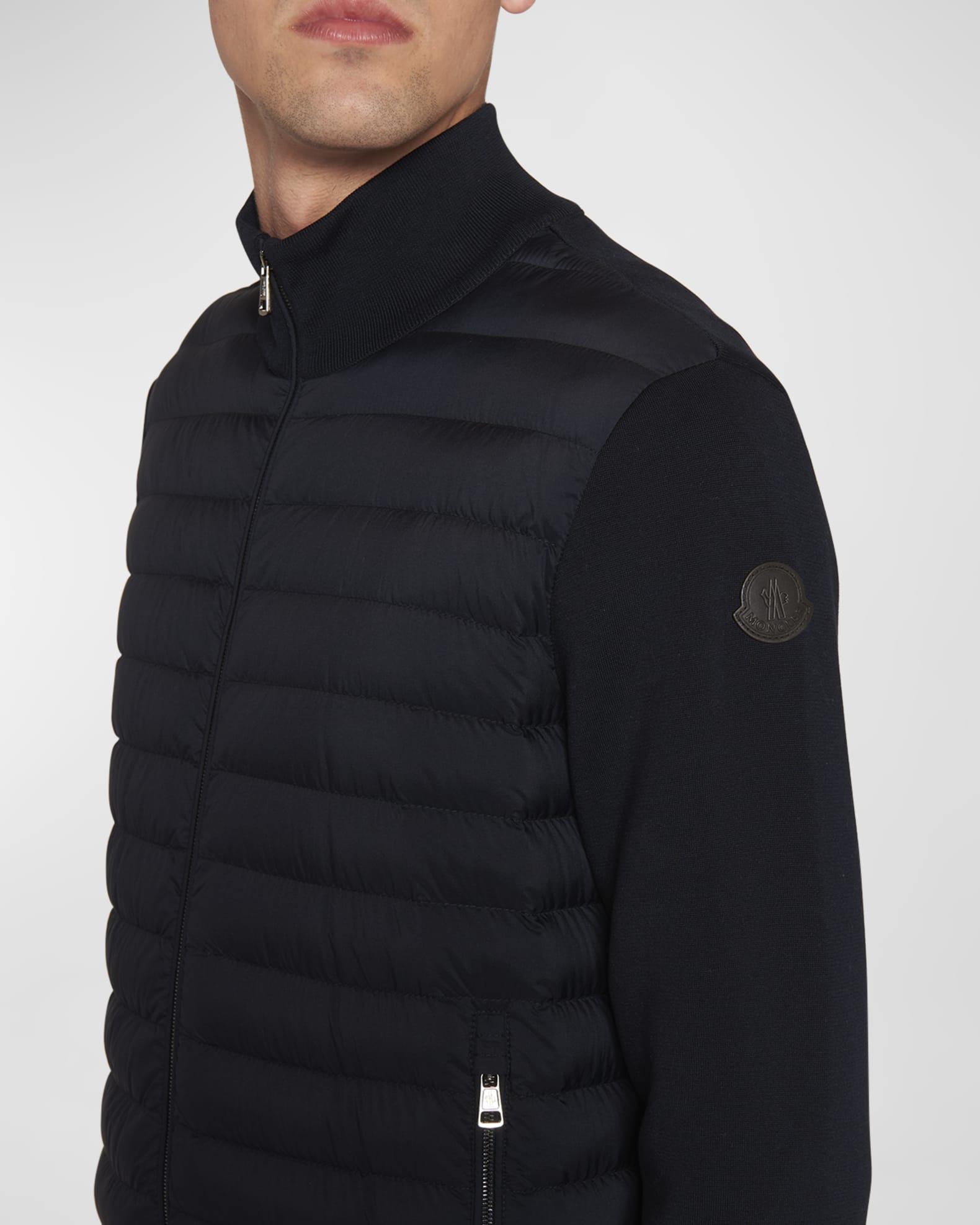 moncler hybrid knit down cardigan