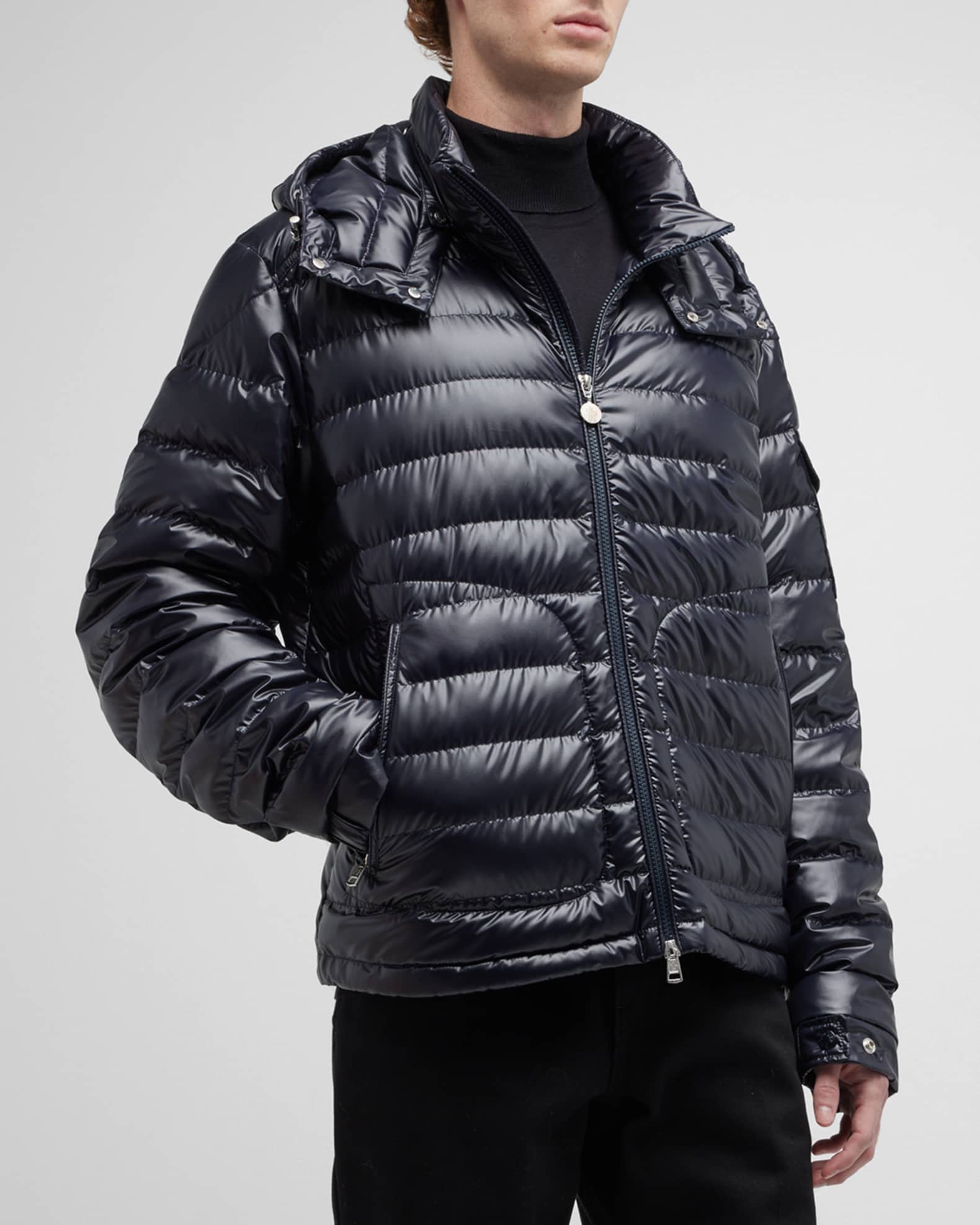 Moncler Men's Lauros Channeled Down Jacket | Neiman Marcus