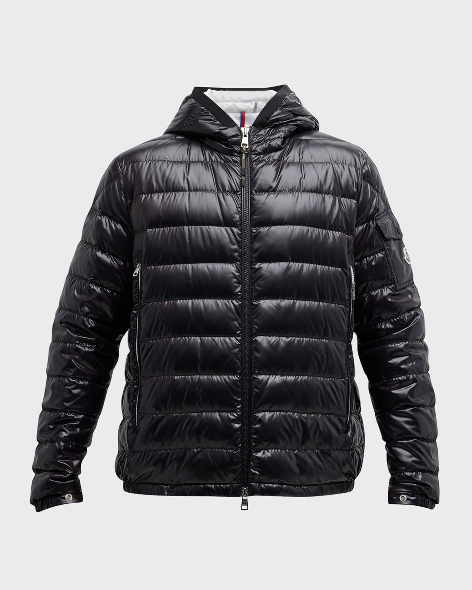 Moncler Men's Galion Shiny Channeled Jacket | Neiman Marcus