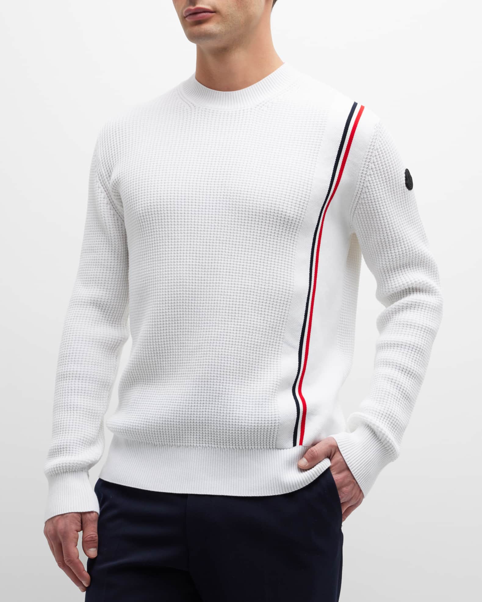 Tricolour Knit High Neck Jumper - Luxury Red