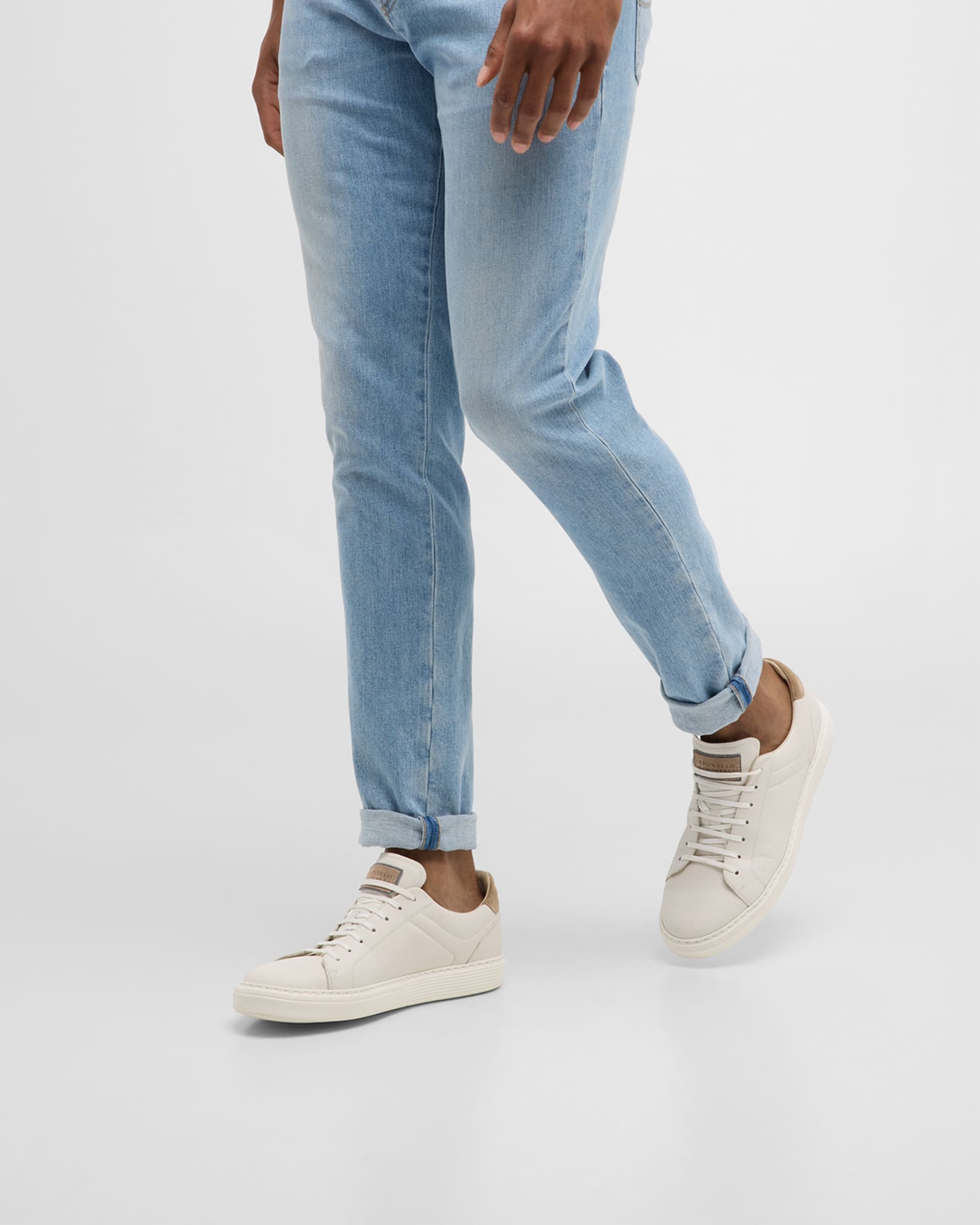 Men's Bicolor Leather Low-Top Sneakers