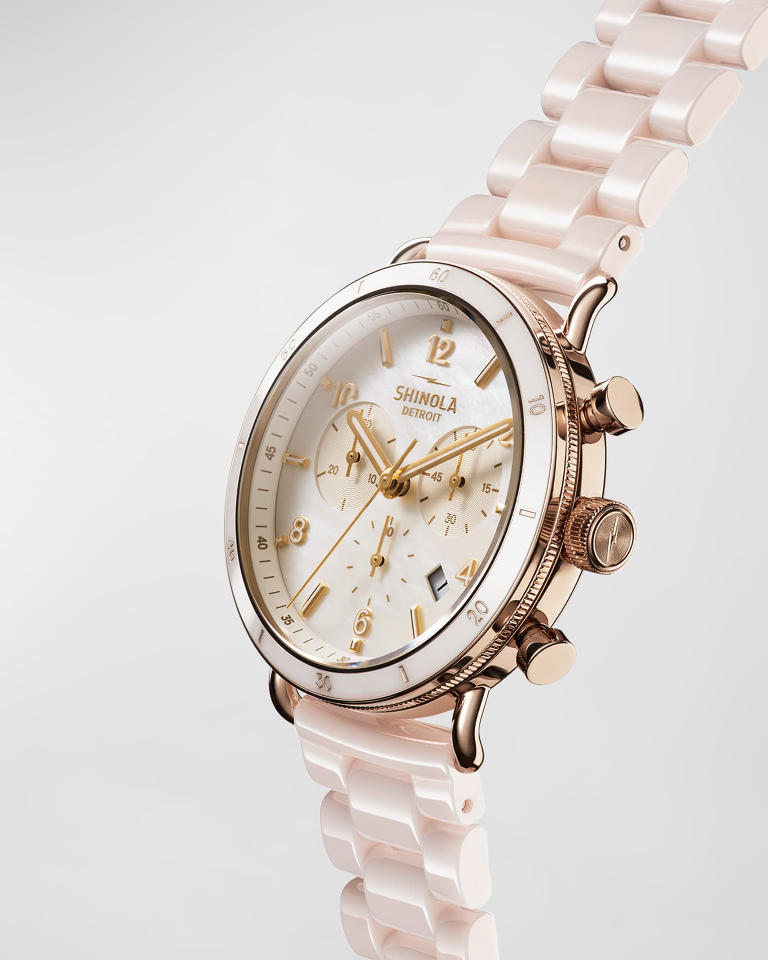 Shinola 40mm The Canfield Sport Chronograph Ceramic Bracelet Watch Neiman Marcus