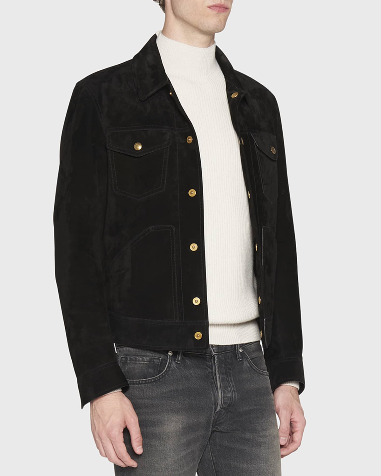 ジャケット TOM FORD JACKET (GI2970FAX1518 GV775) TOM FORD Men's Suede Western Jacket | Neiman Marcus