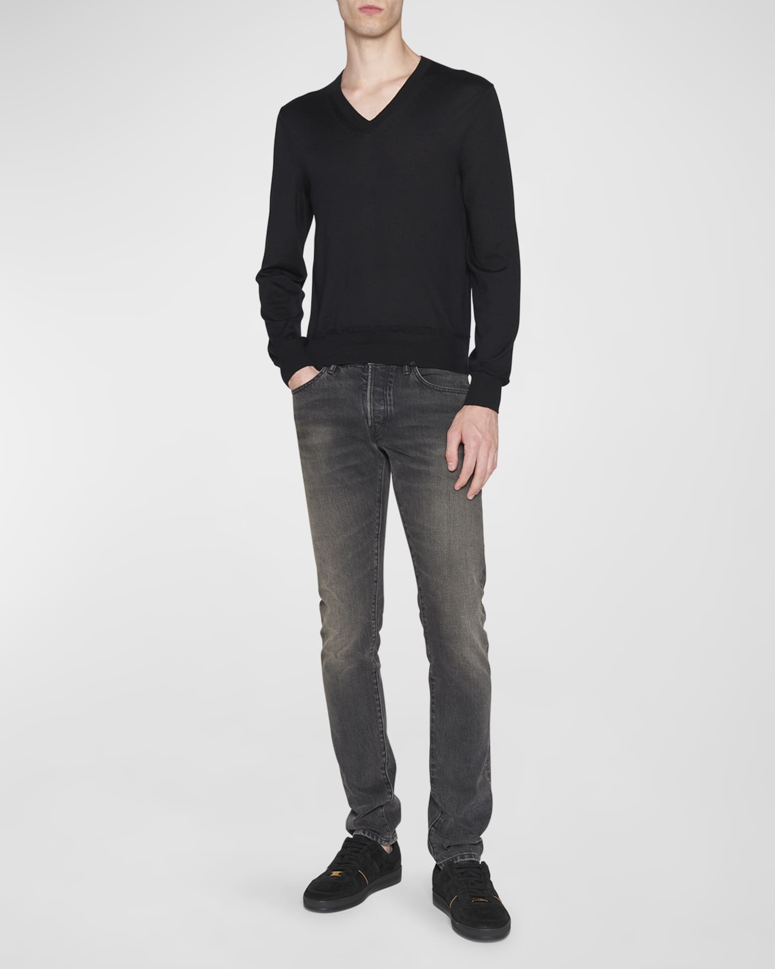 TOM FORD Men's Slim Fit Black Wash Jeans | Neiman Marcus