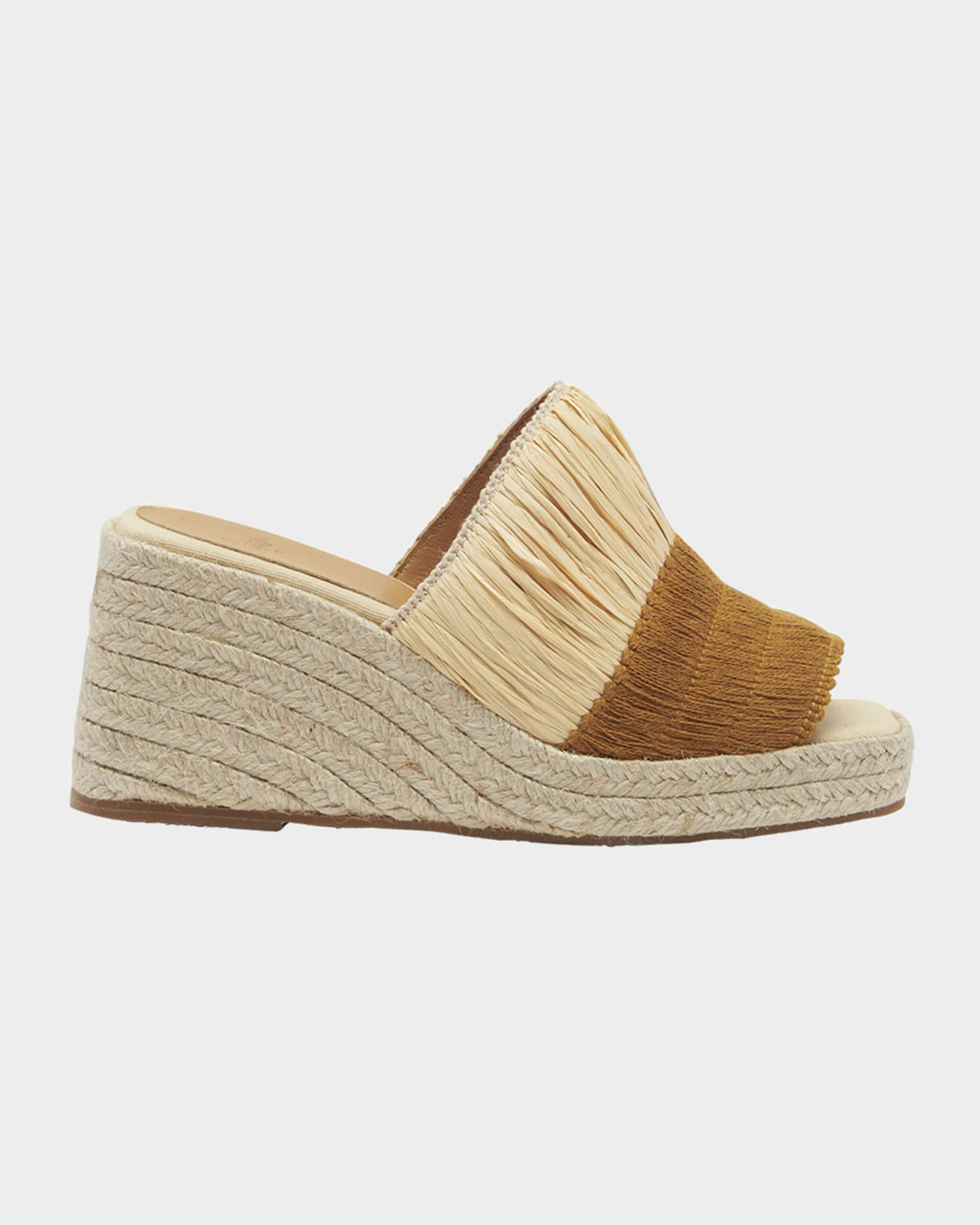 Tonia Bicolor Raffia Wedge Espadrilles