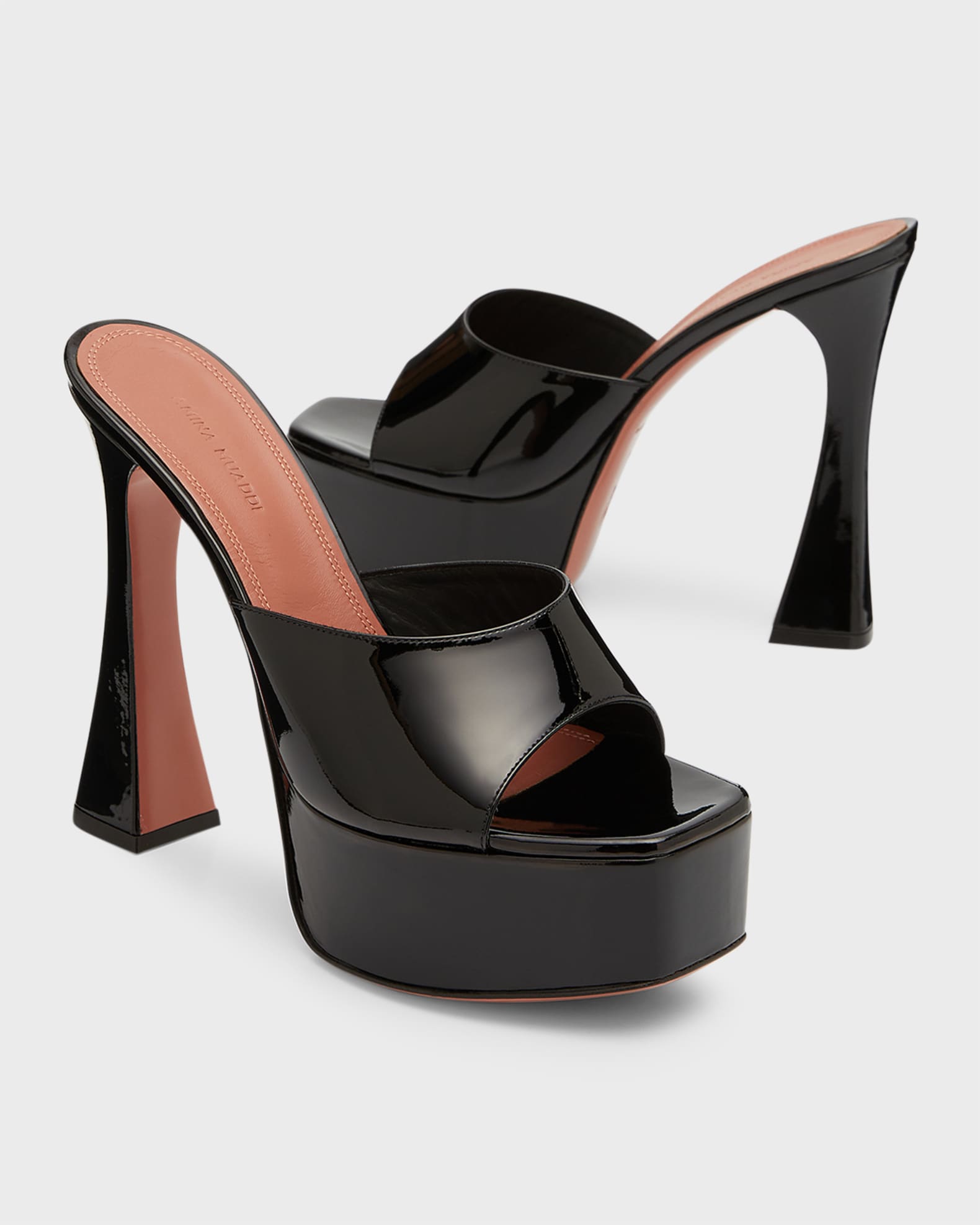 Amina Muaddi Dalida Patent Platform Mule Sandals | Neiman Marcus