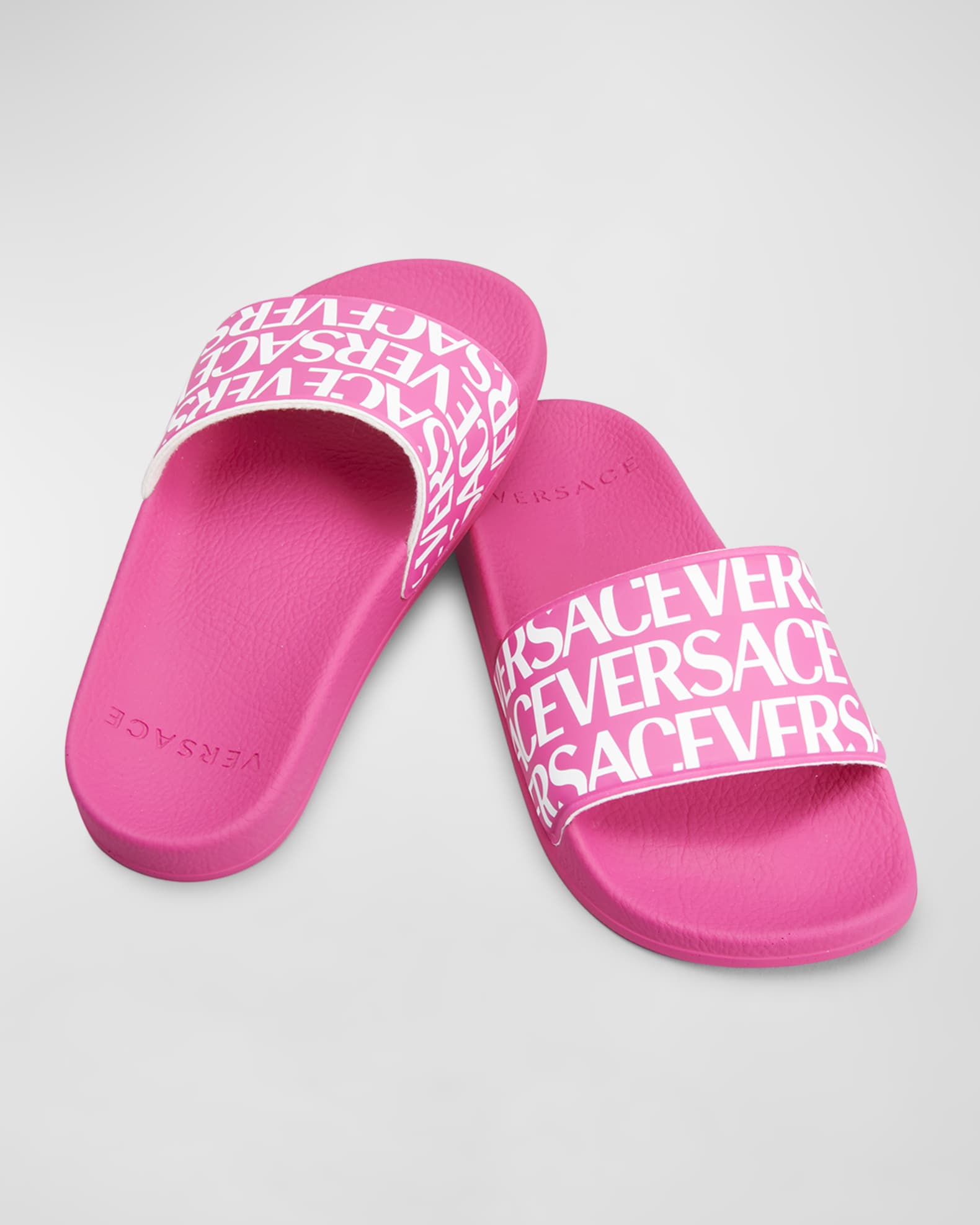 Pink Versace Sliders Men Girl's Repeat Logo Pool Slide Sandal