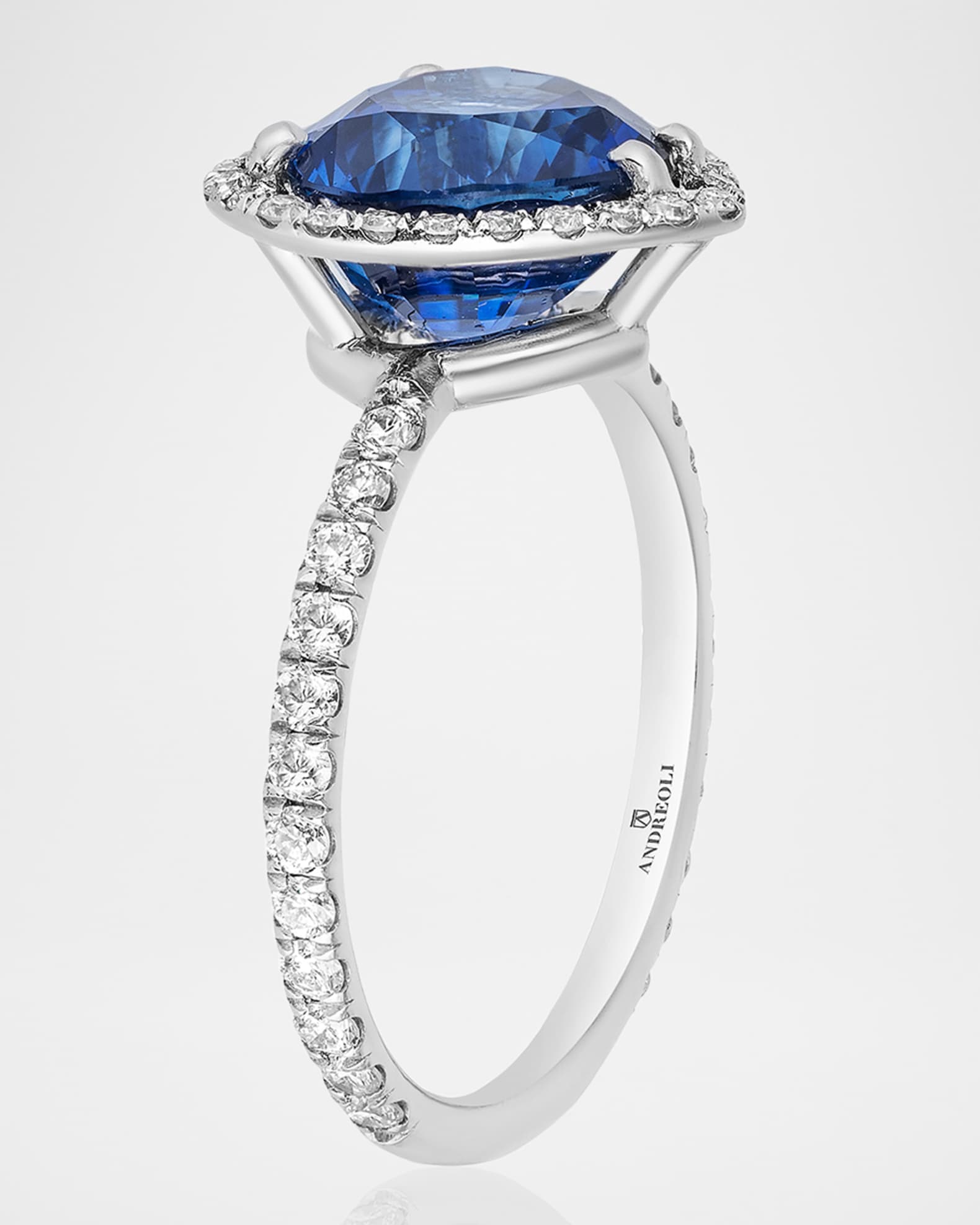 18K White Gold Heart Shape Sapphire Ring with Diamonds, Size 6.5 1