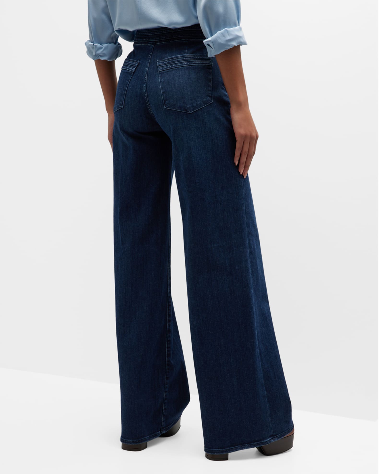 FRAME The Triple Binding Wide Leg Jeans Neiman Marcus