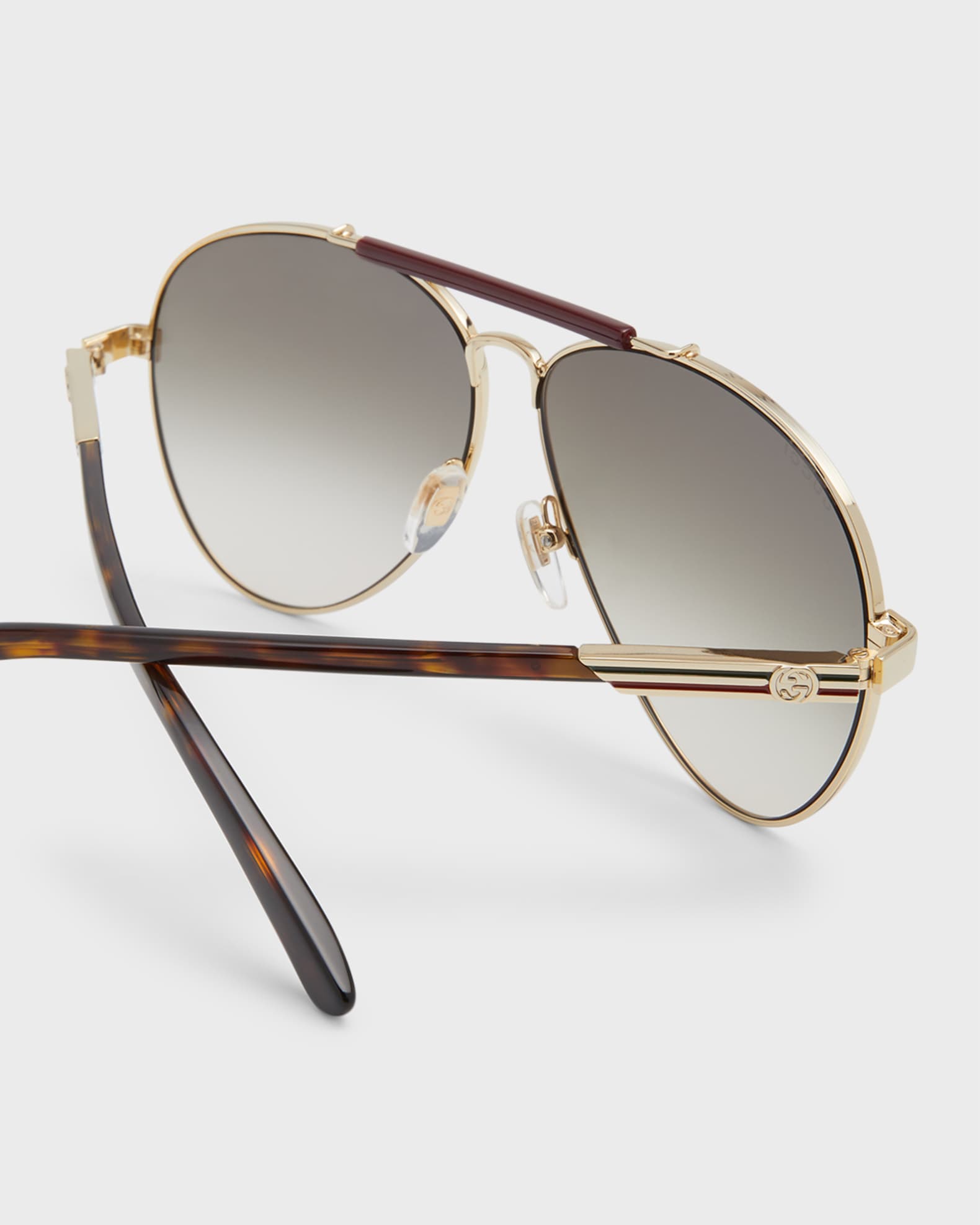 Gucci Men s Plastic Double Bridge Rectangle Aviator Sunglasses Neiman Marcus