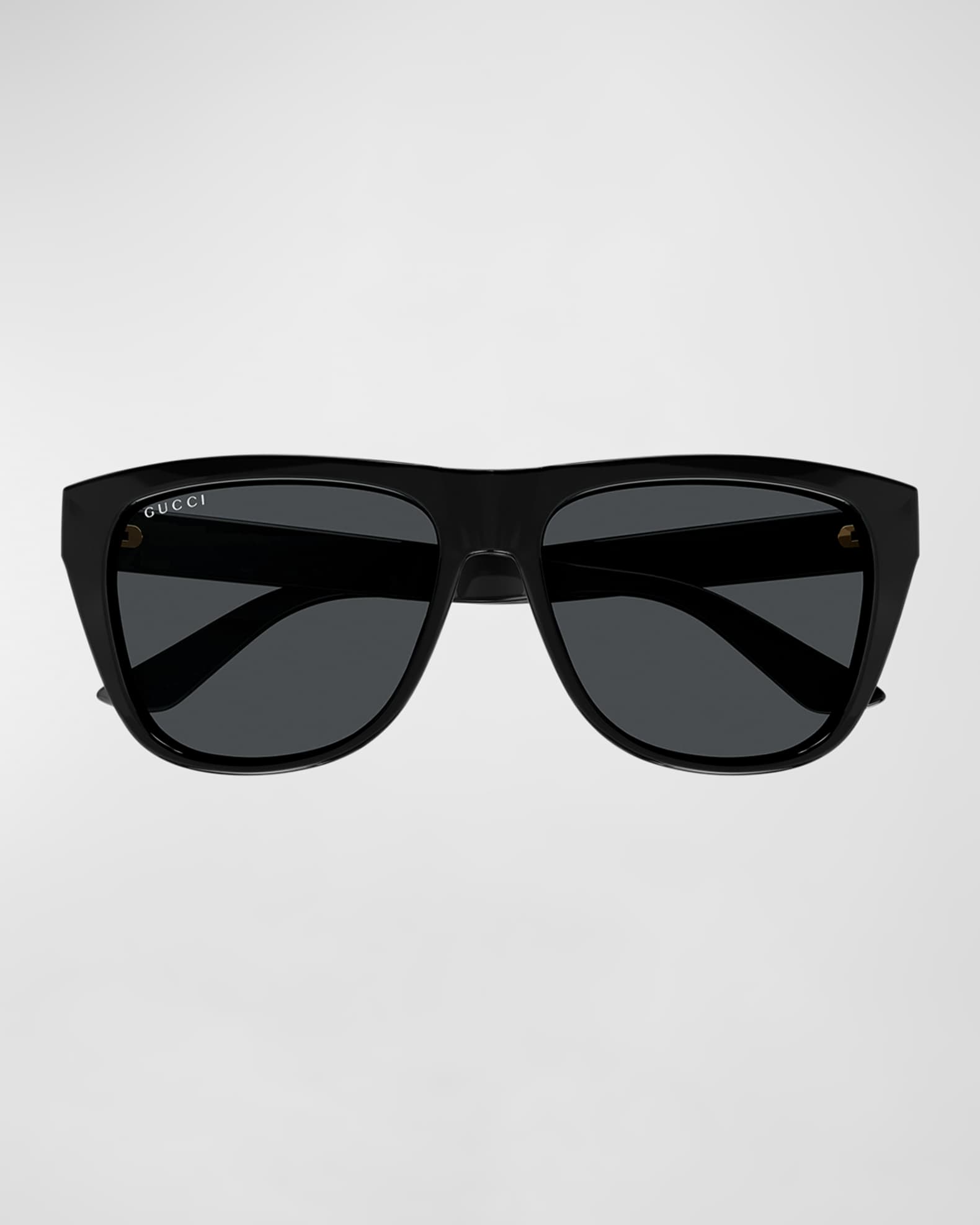 Gucci Men's Logo Rectangle Acetate Sunglasses | Neiman Marcus