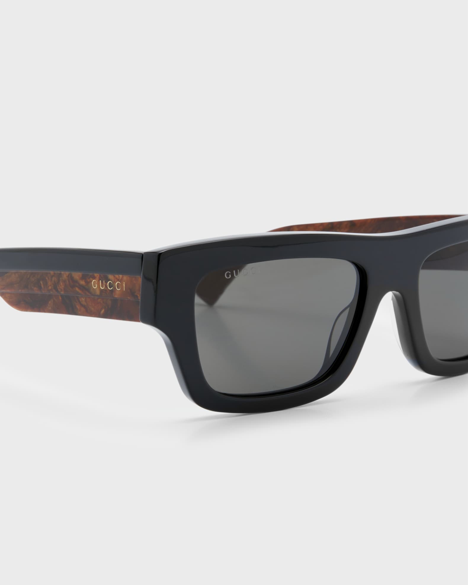 Gucci Men's Rectangle Acetate Sunglasses with Logo Neiman Marcus