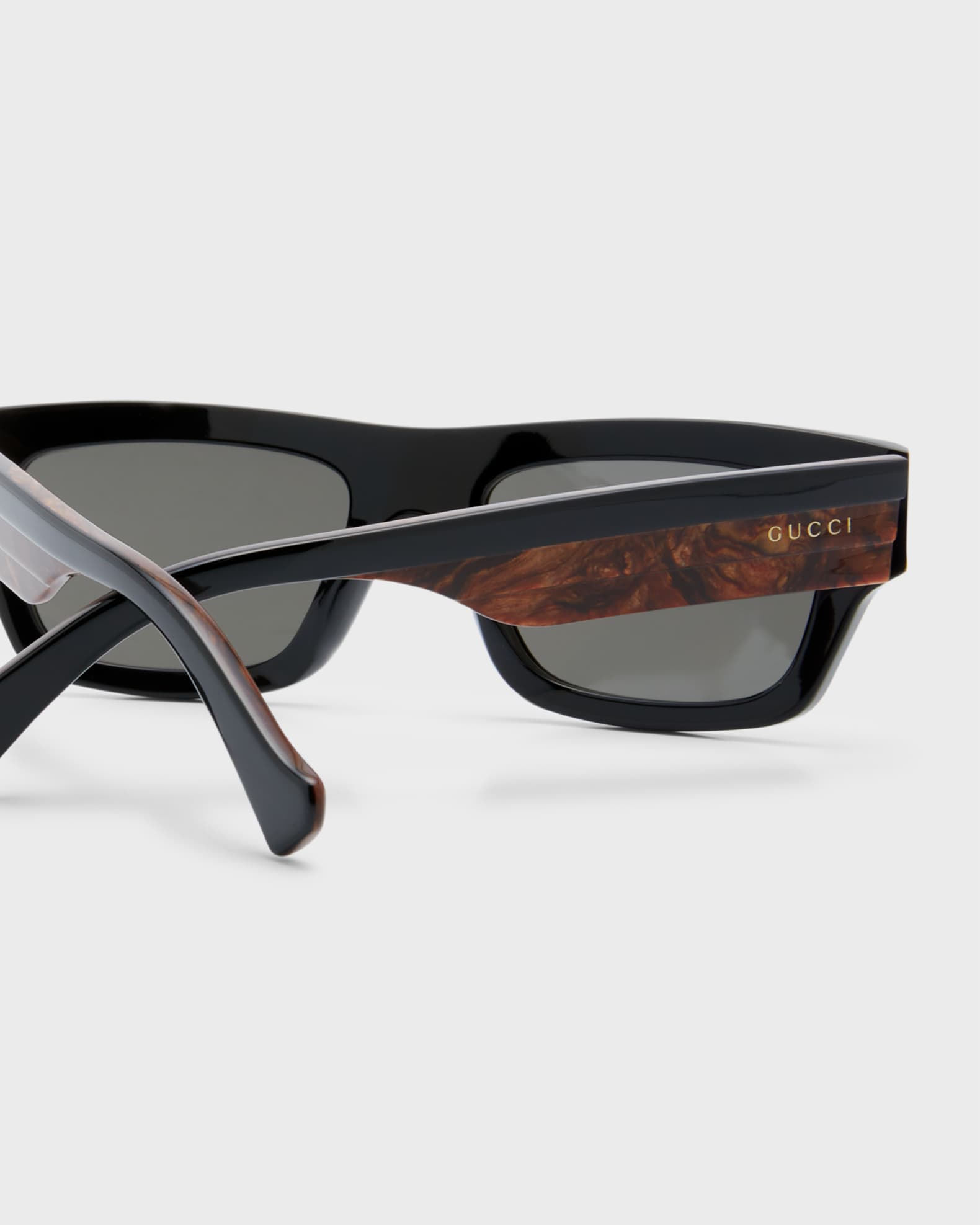 Gucci Men's Rectangle Acetate Sunglasses with Logo Neiman Marcus