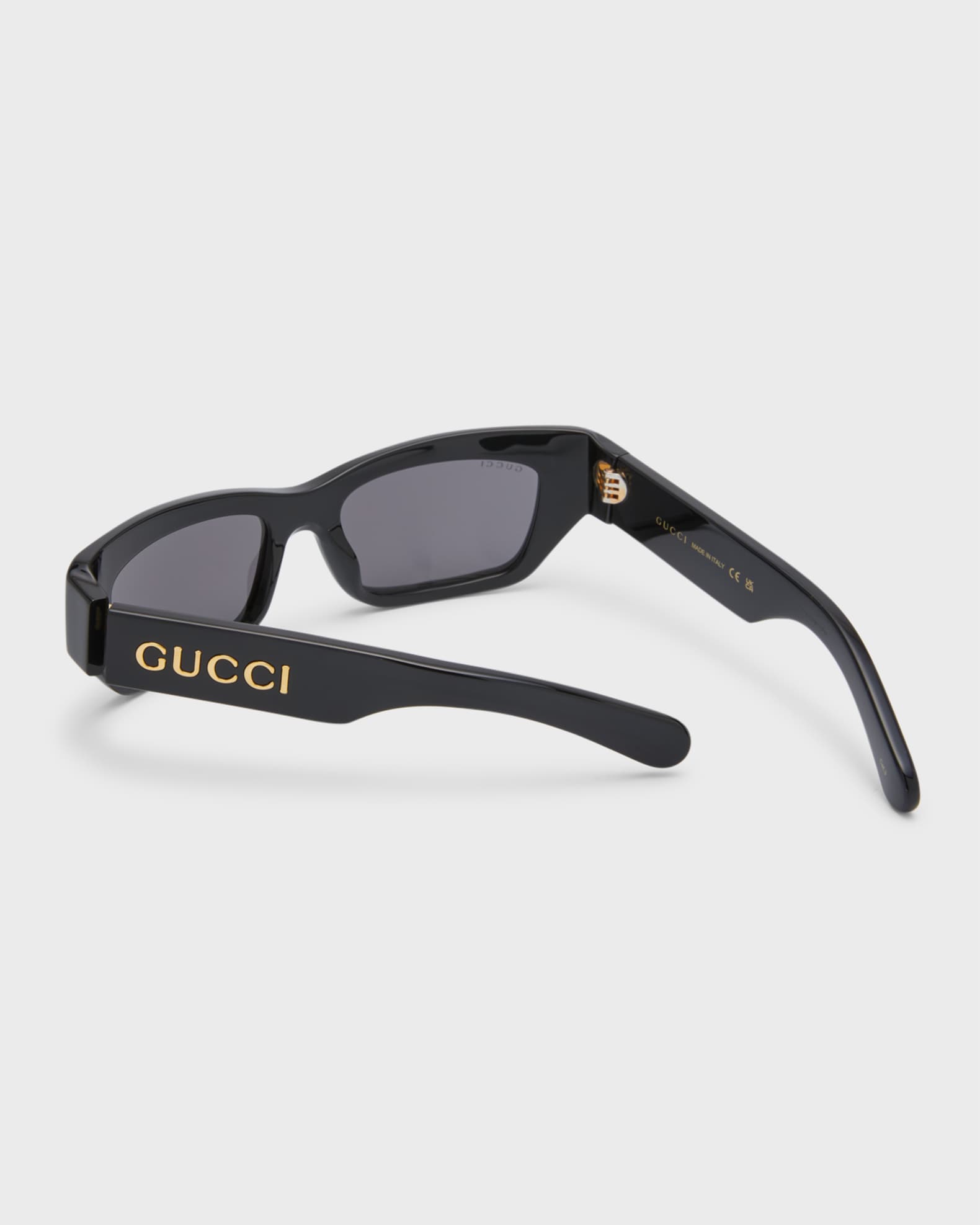 Gucci Men's Full-Rim Logo Embellished Acetate Rectangle Sunglasses