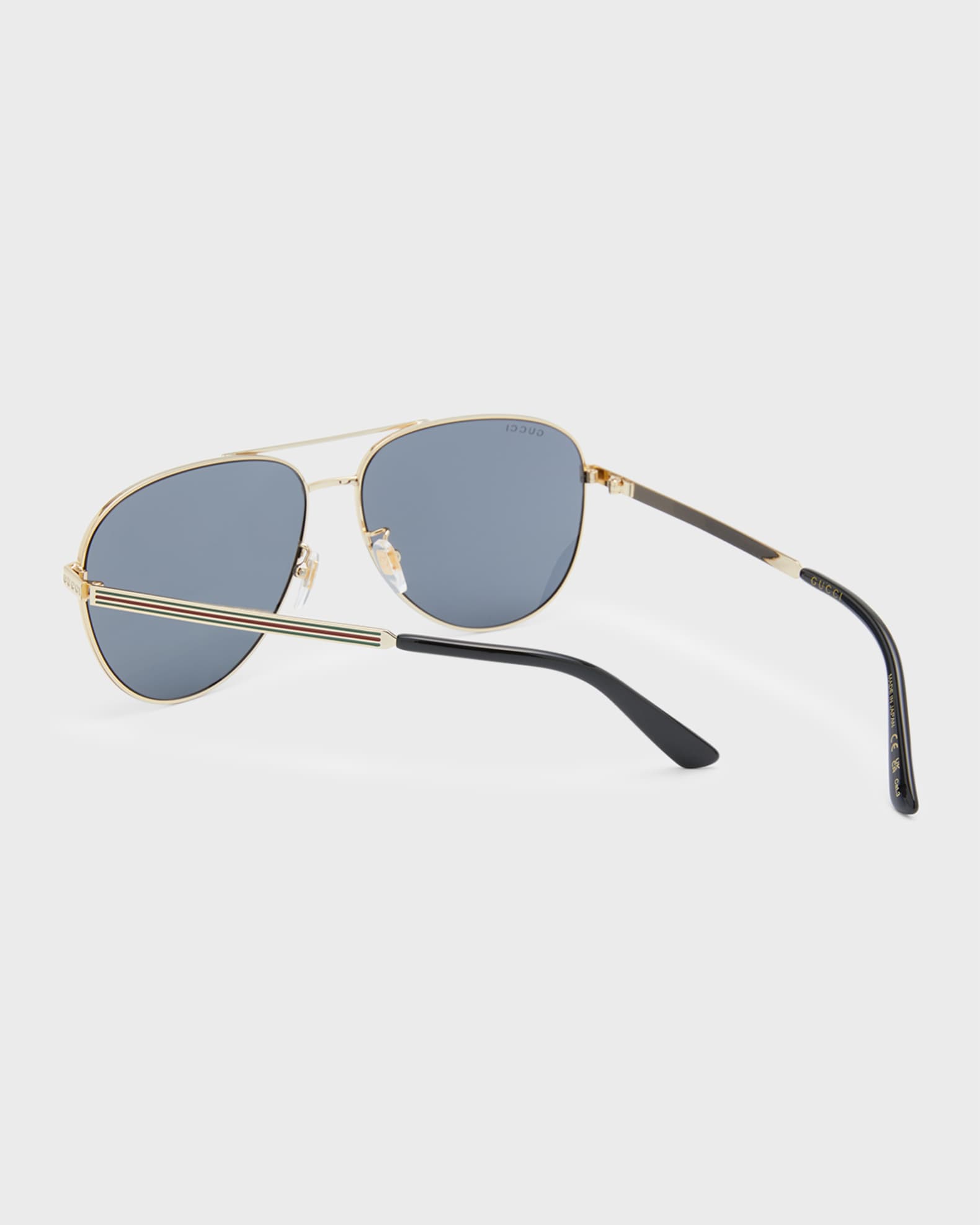 Gucci Men's Striped Logo Metal Aviator Sunglasses | Neiman Marcus