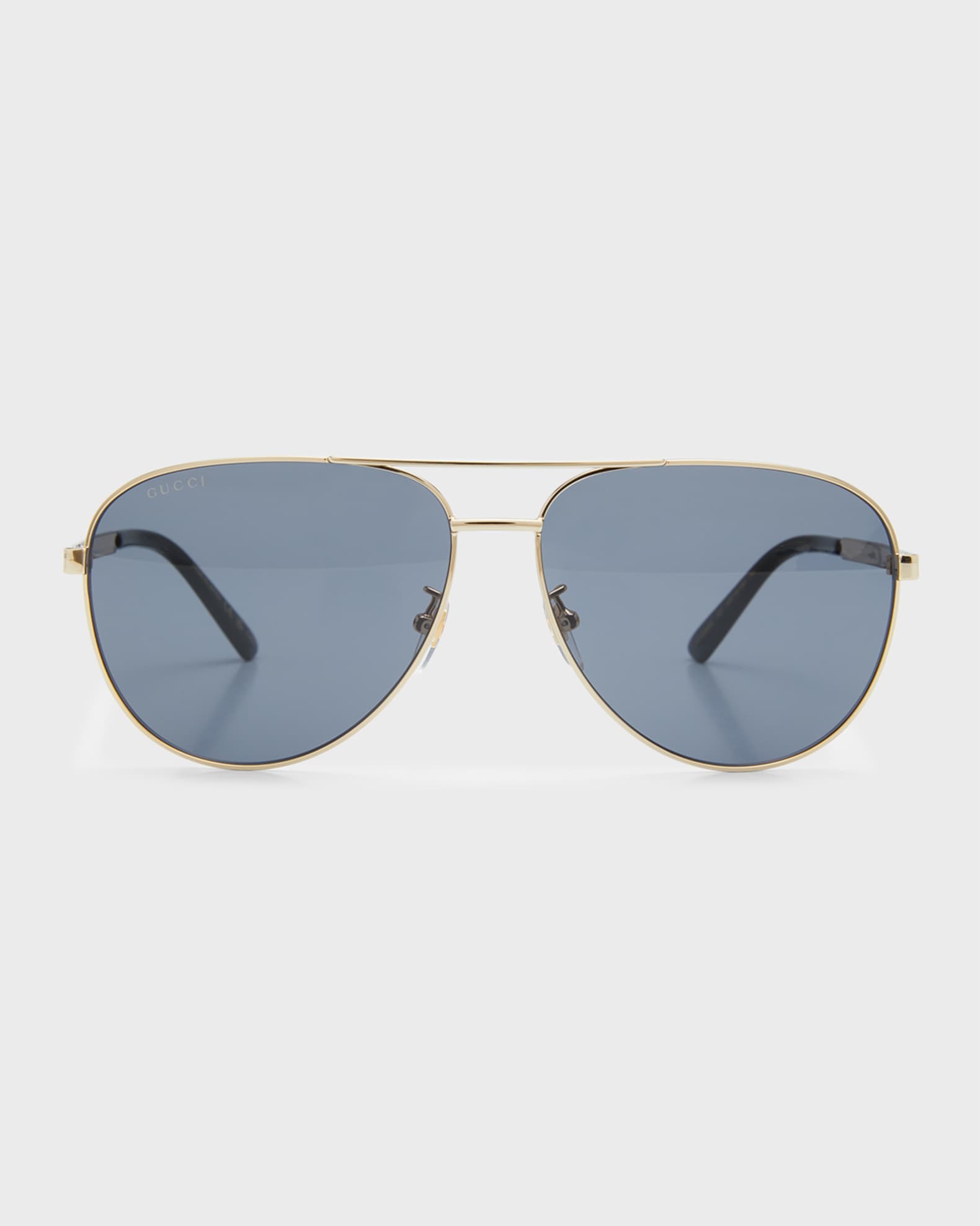 Gucci Men's Striped Logo Metal Aviator Sunglasses | Neiman Marcus