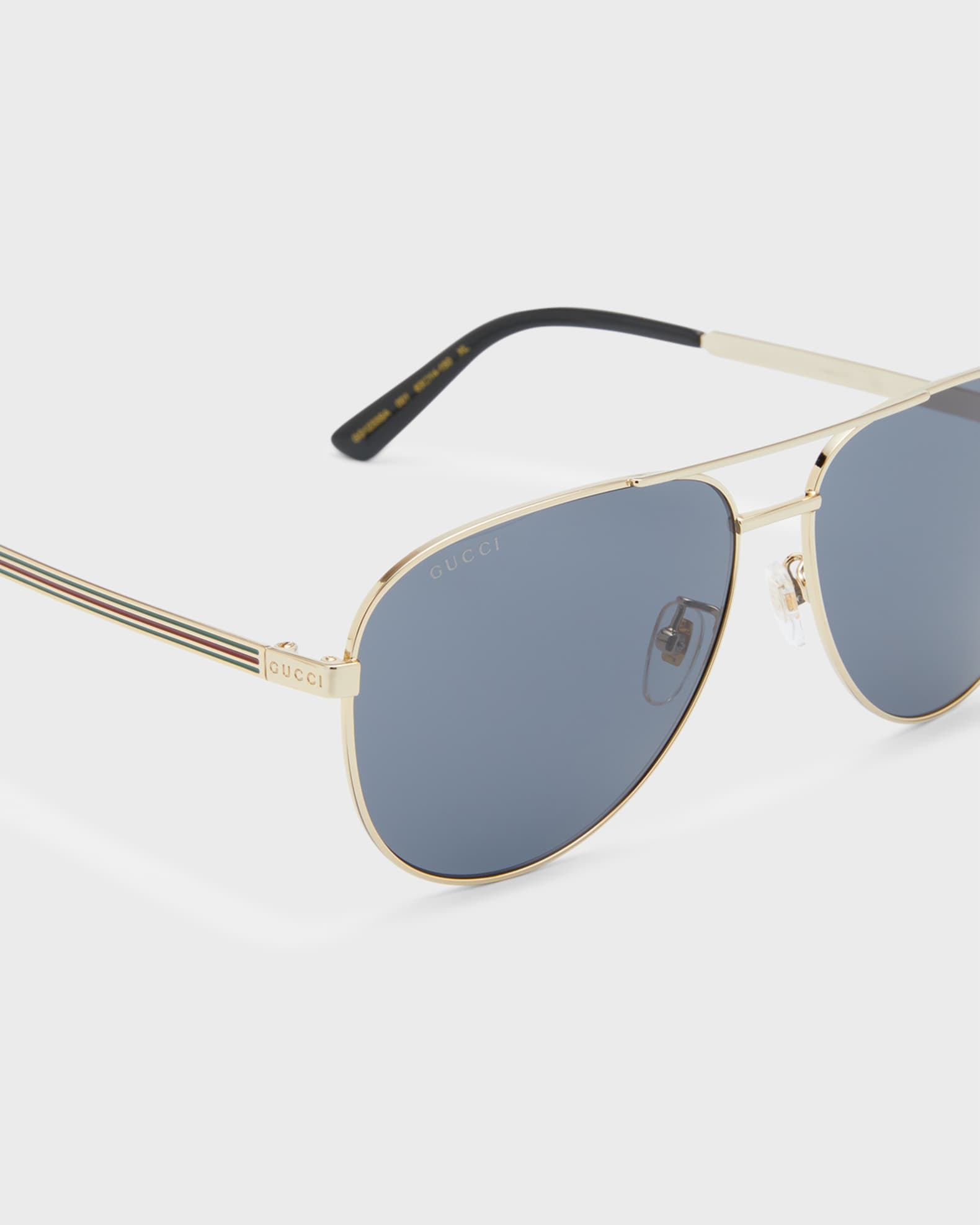 Gucci Men's Striped Logo Metal Aviator Sunglasses | Neiman Marcus