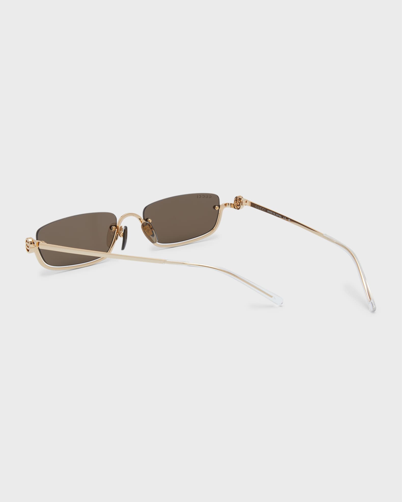 Gucci Men's Rimless Metal Rectangle Sunglasses with Logo | Neiman Marcus