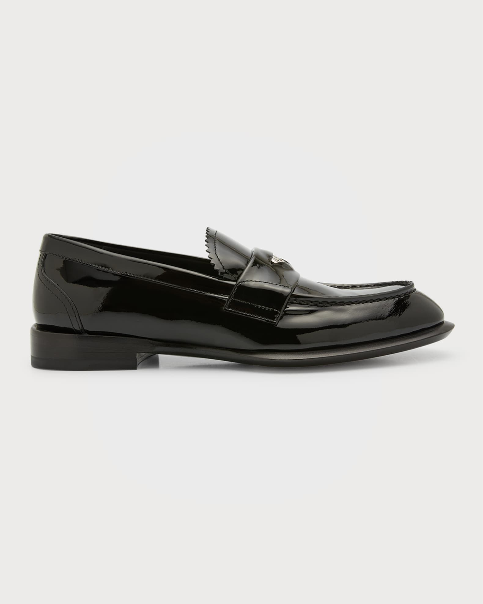 Alexander McQueen Men's Seal Logo Patent Leather Penny Loafers Neiman