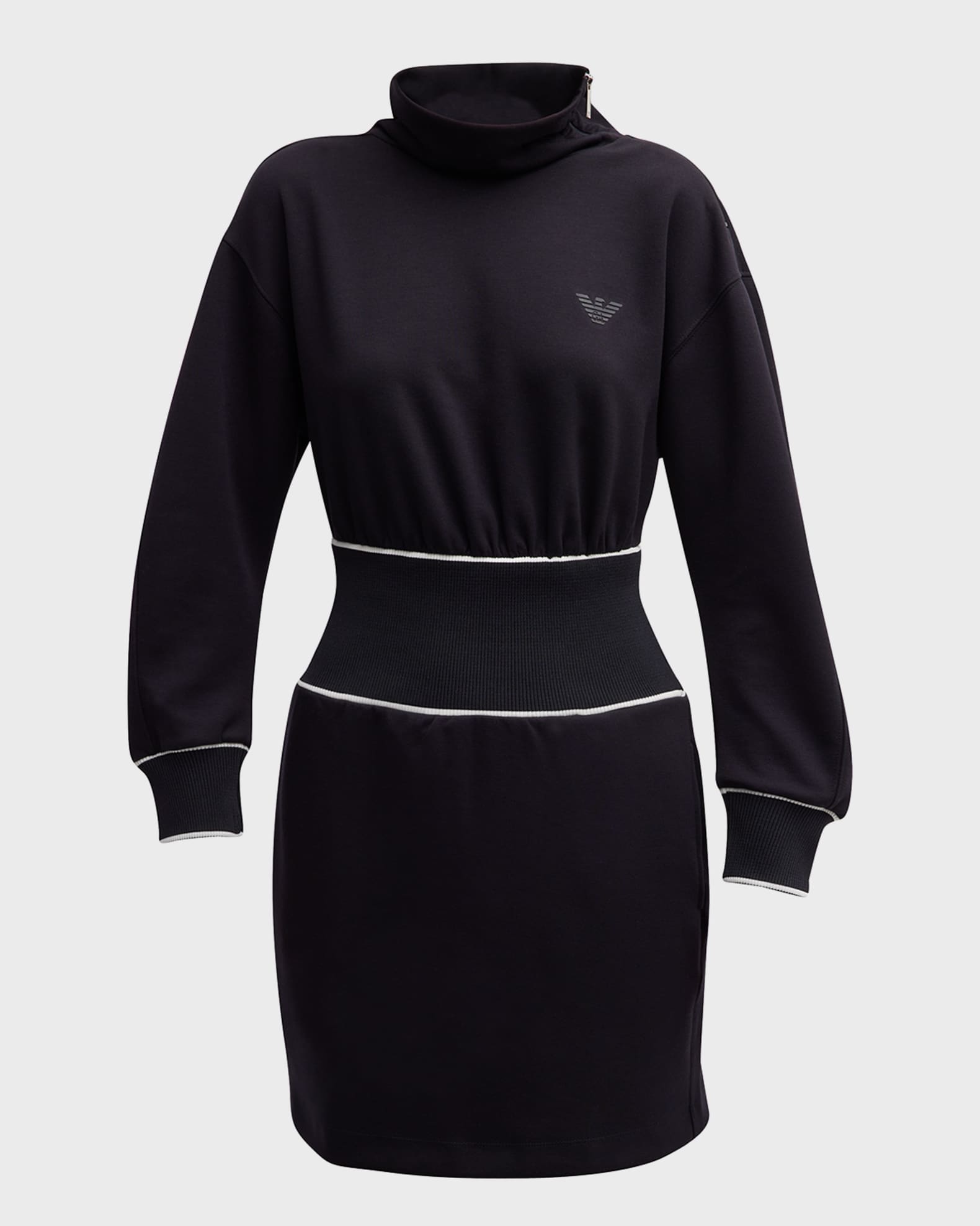 Mock-Neck Jersey Mini Dress 1
