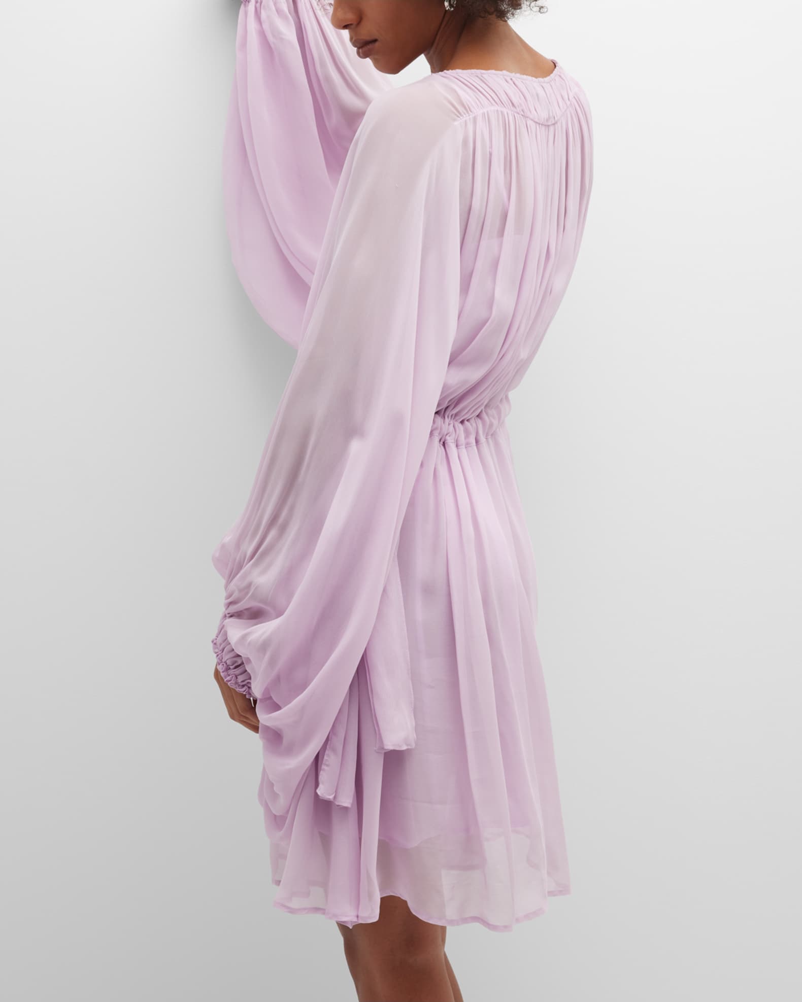 Emporio Armani Pleated PoetSleeve Dress Neiman Marcus