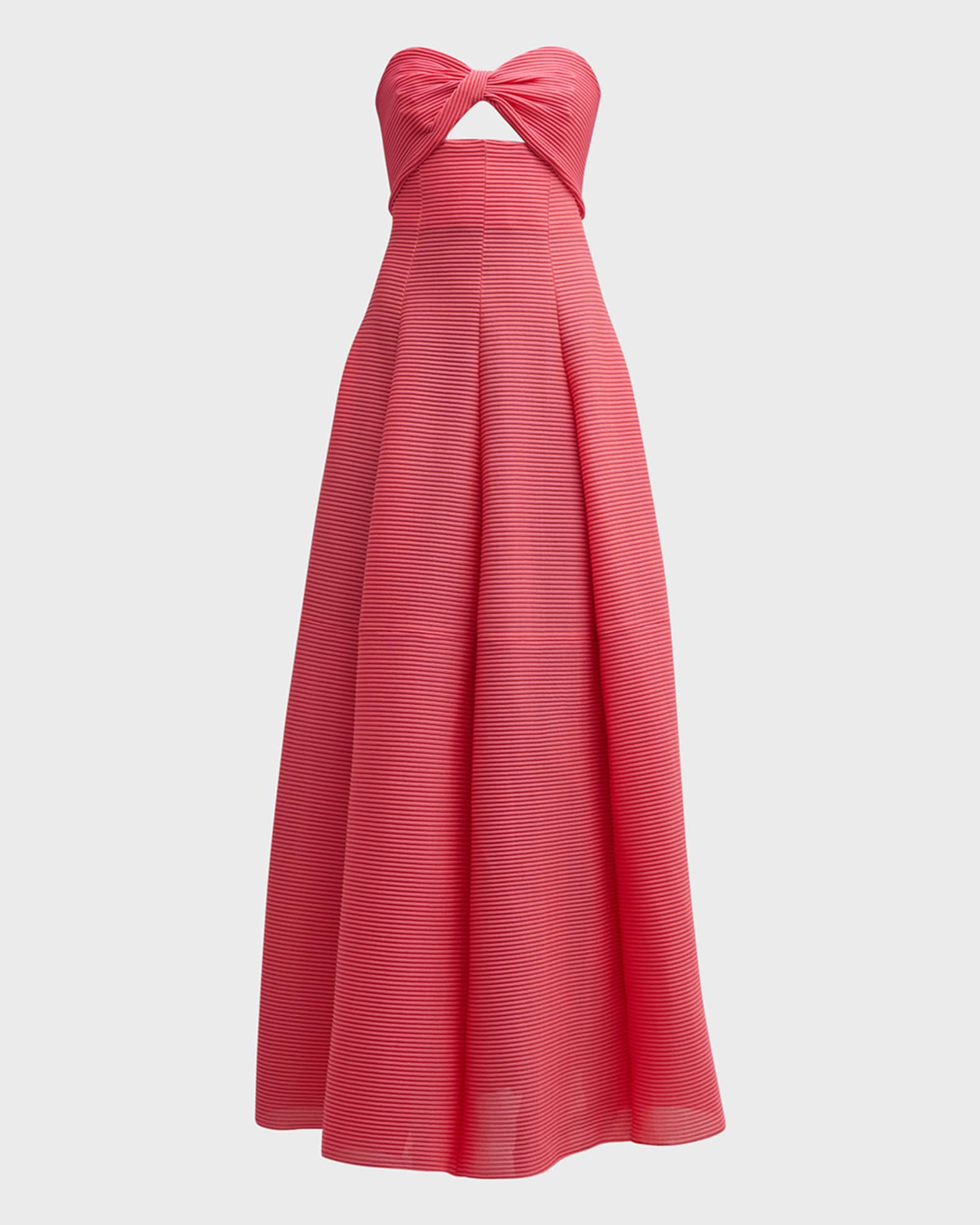 Emporio Armani Pleated Strapless Cutout Maxi Dress | Neiman Marcus