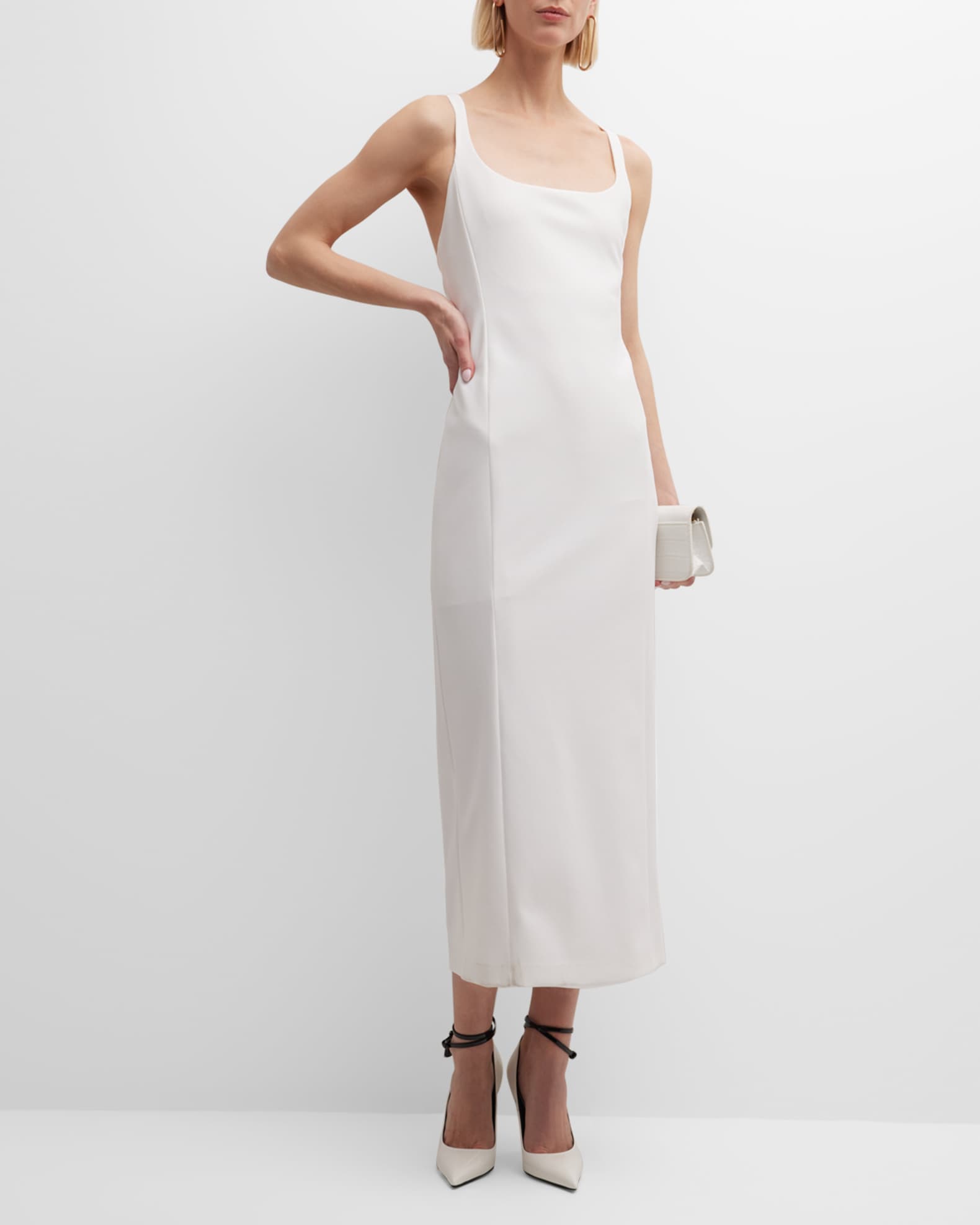 Emporio Armani Sleeveless Cutout Jersey Midi Dress | Neiman Marcus