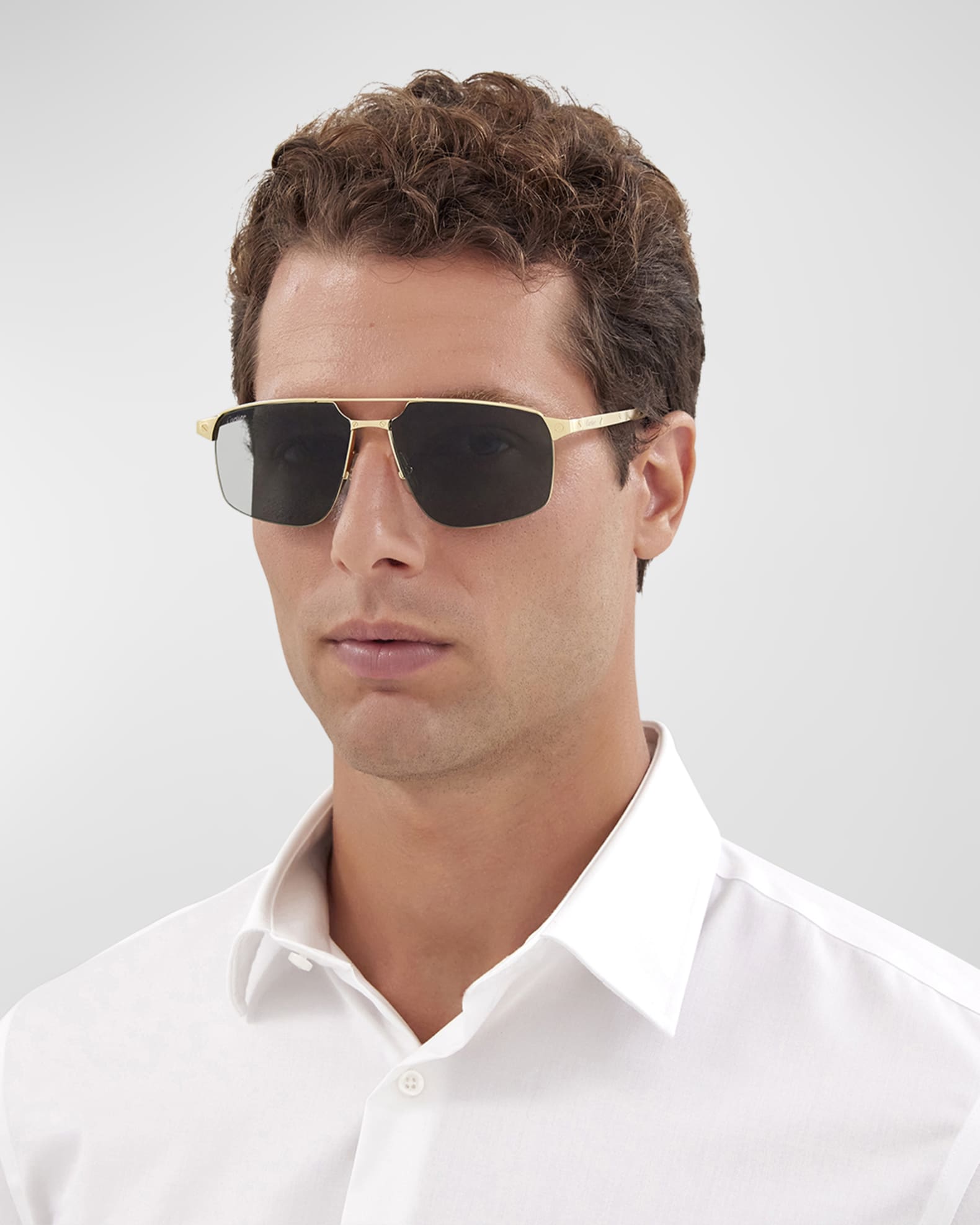 Cartier Men's Square Rimless Metal Sunglasses | Neiman Marcus