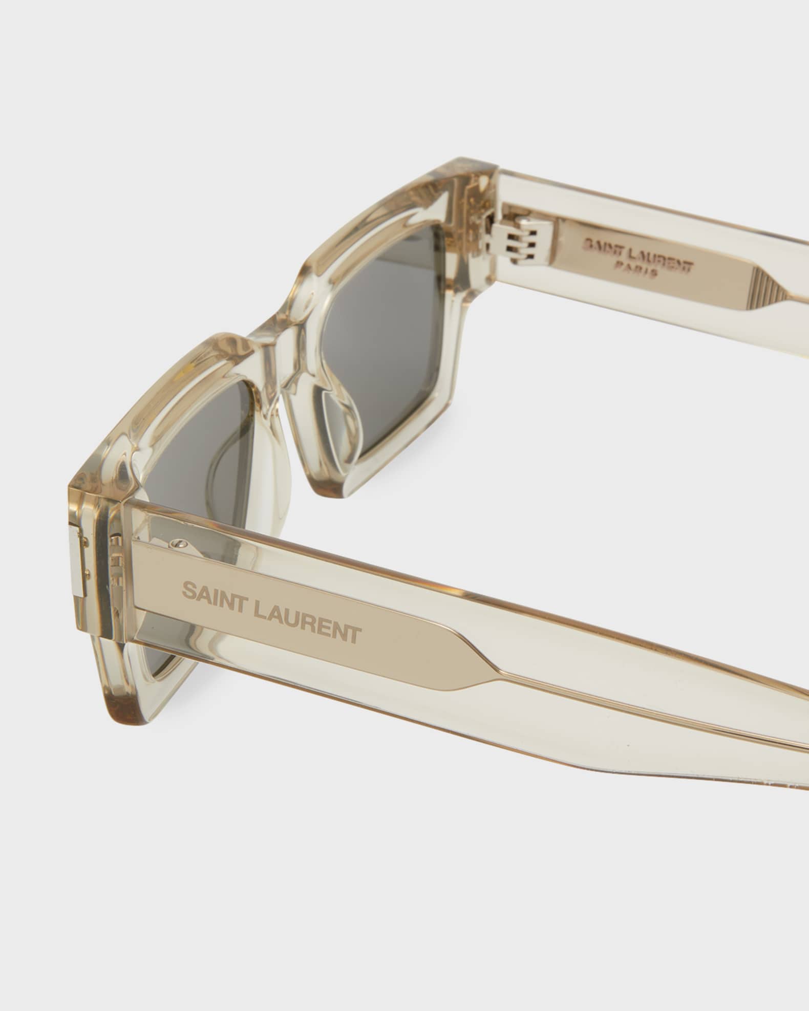 Saint Laurent Men's Rectangle Acetate Sunglasses with Logo