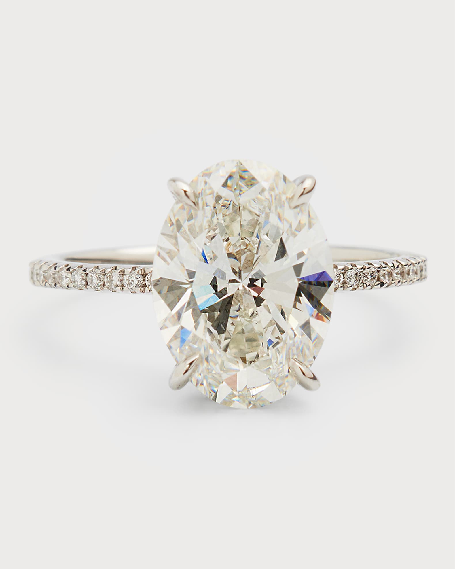 Lab Grown Diamond 18K White Gold Oval and Pave Ring 0