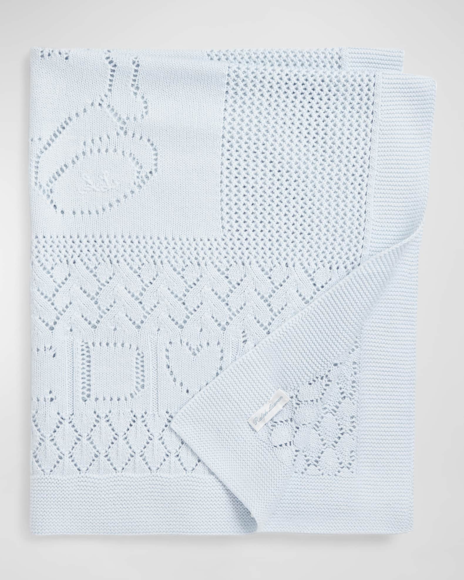 Boy's Pointelle Teddy Bear Blanket 0