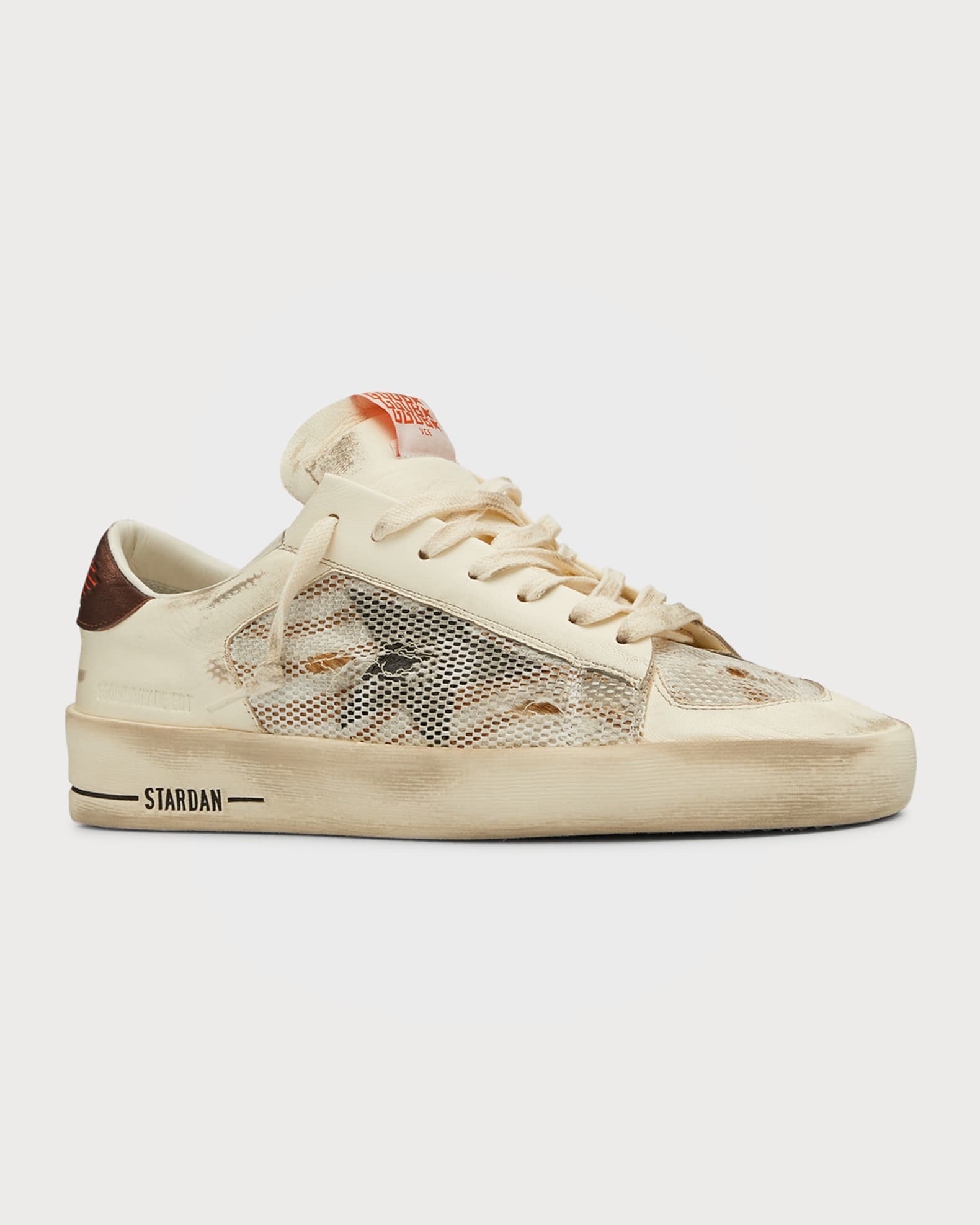 スニーカー Golden  Stardan Leather Upper Sneakers Men's Stardan in nubuck and crackle leather with silver