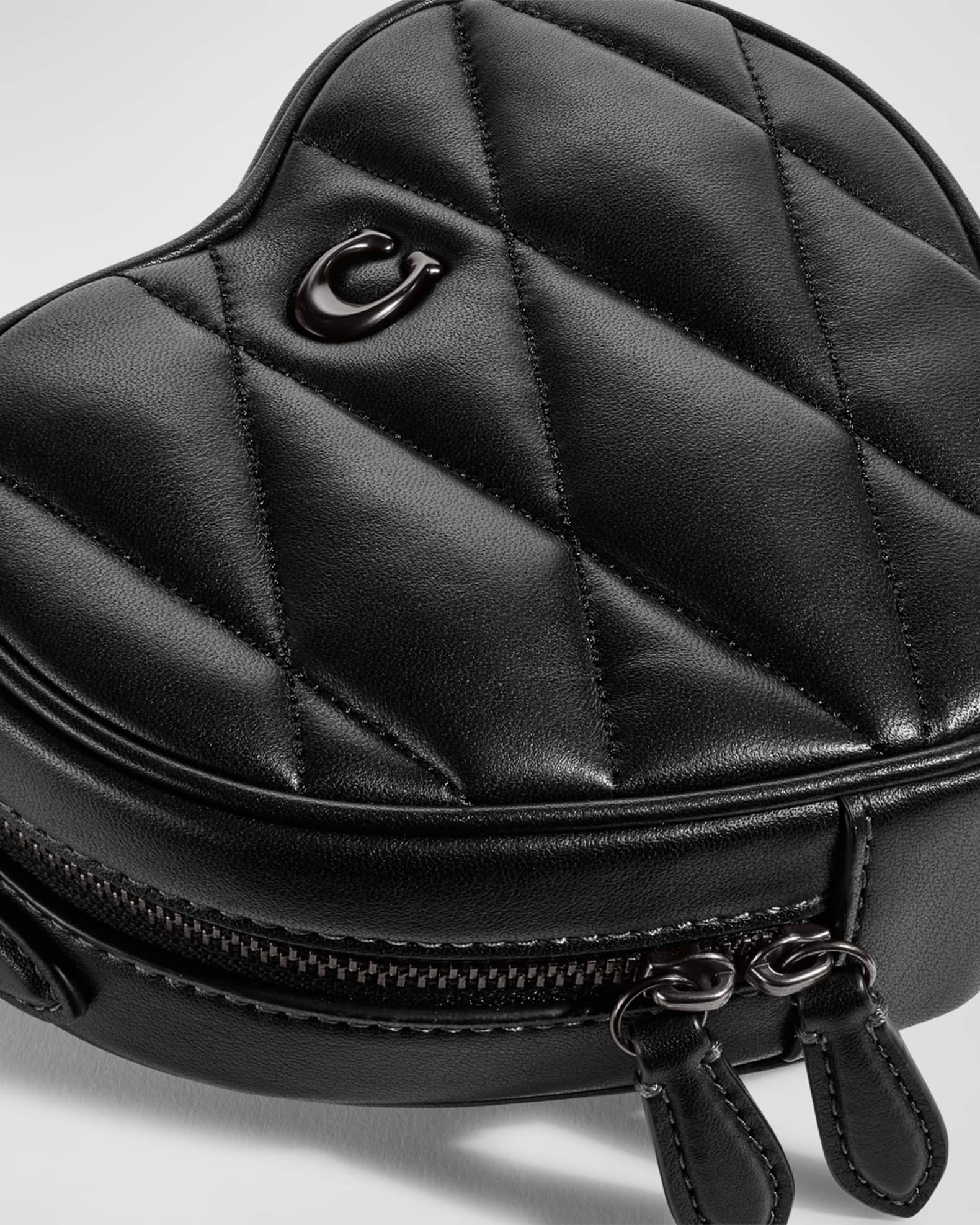 COACH Heart Crossbody In Colorblock 2way Shoulder Bag Quilted Leather Black  New