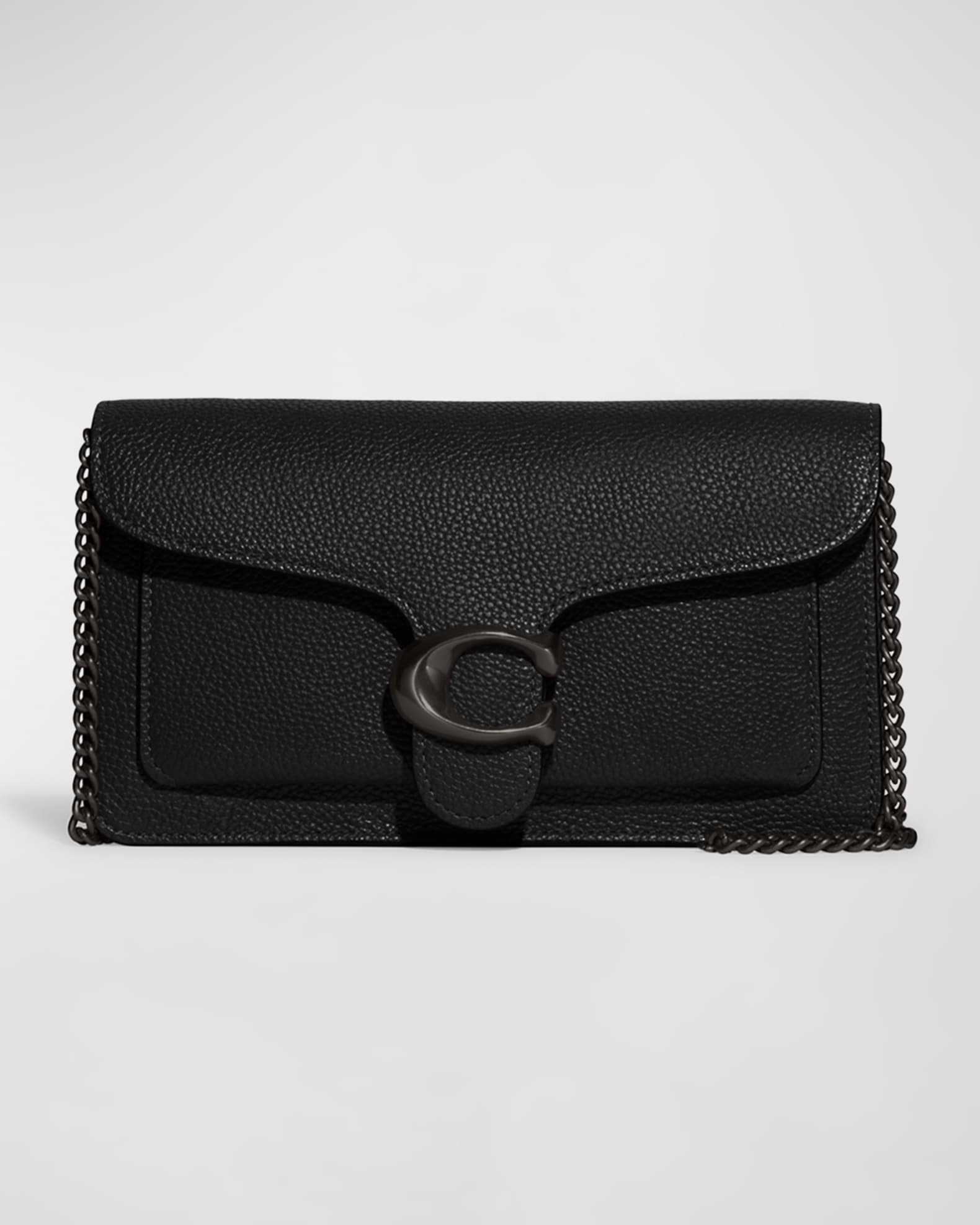 Coach Tabby Chain Small Leather Clutch Black