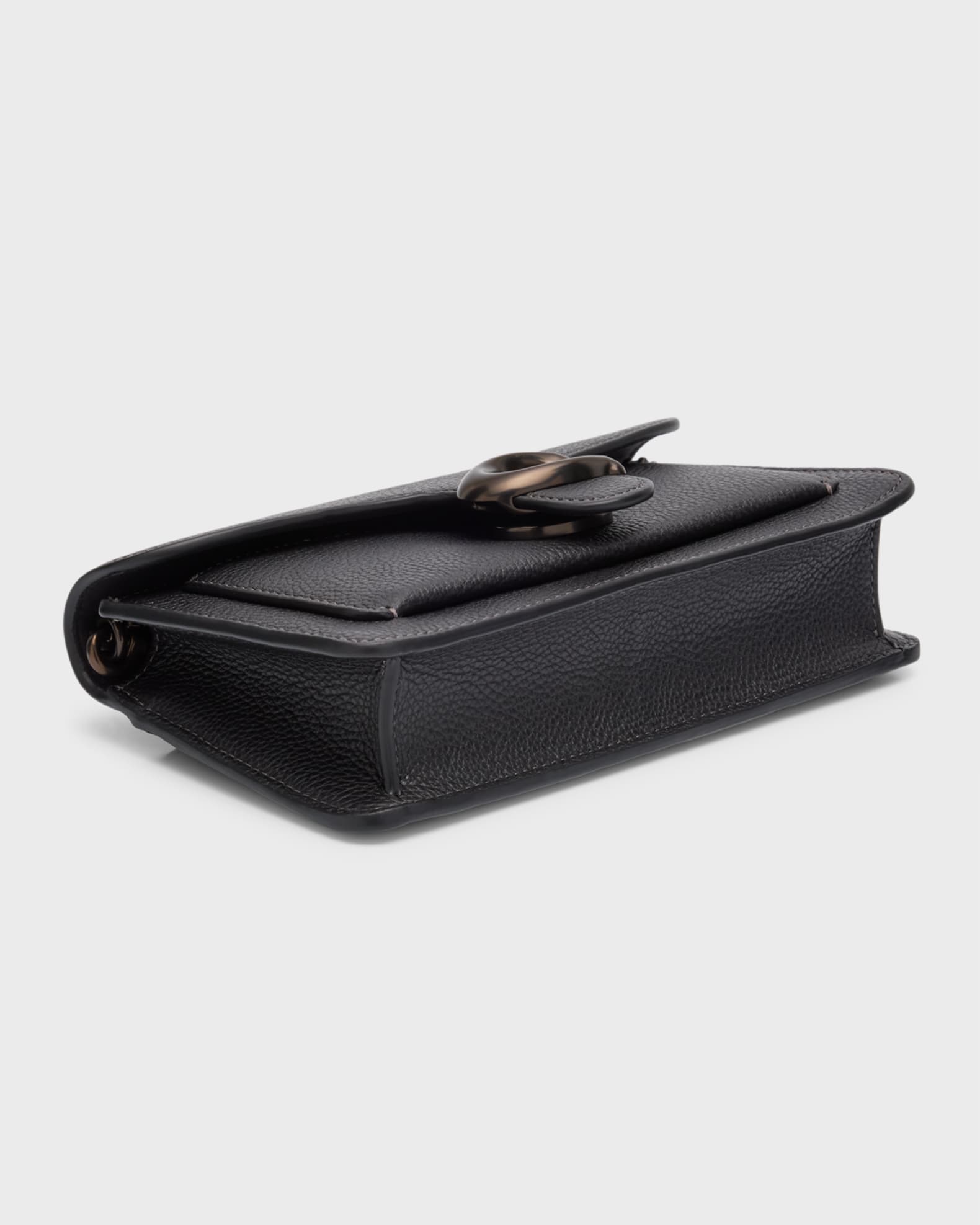 Tabby Pebble Leather Clutch Bag with Chain 1